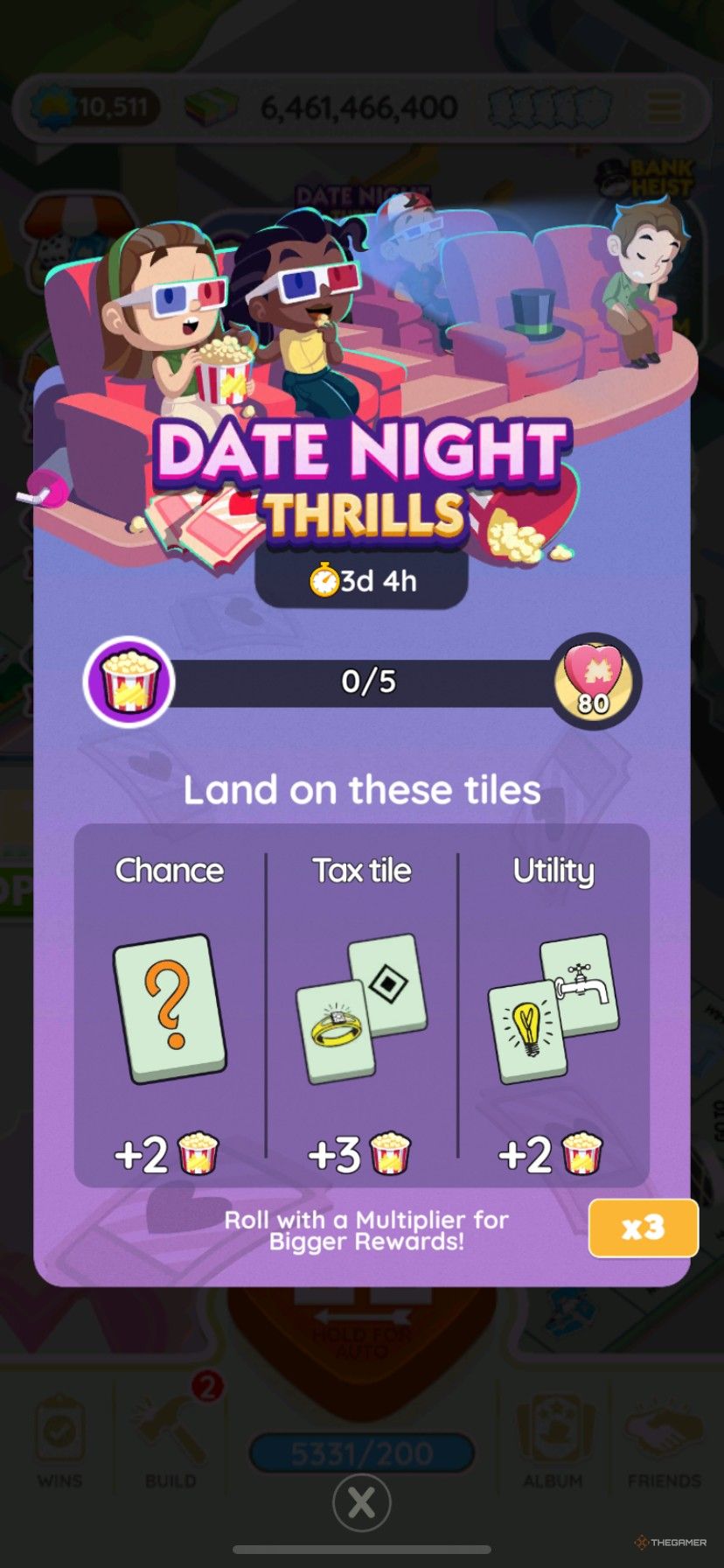 How to earn points in Date Night Thrills in Monopoly Go.