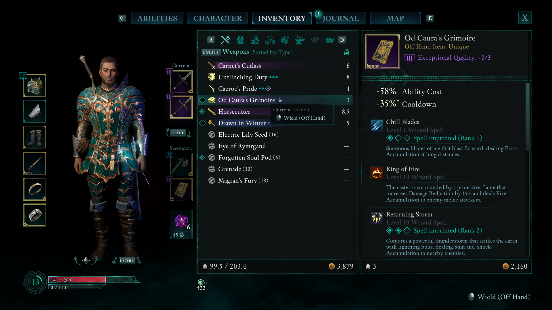 Od Caura's Grimoire description in Avowed