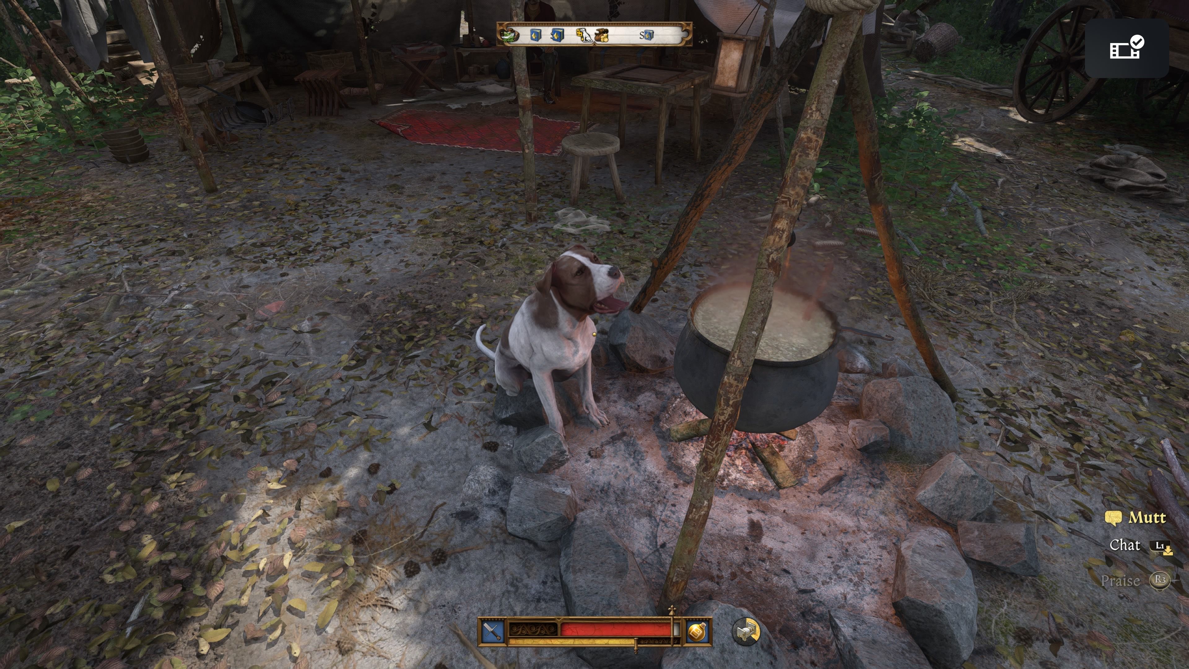 Kingdom Come: Deliverance 2 Image of Mutt the dog in Nomad Camp.