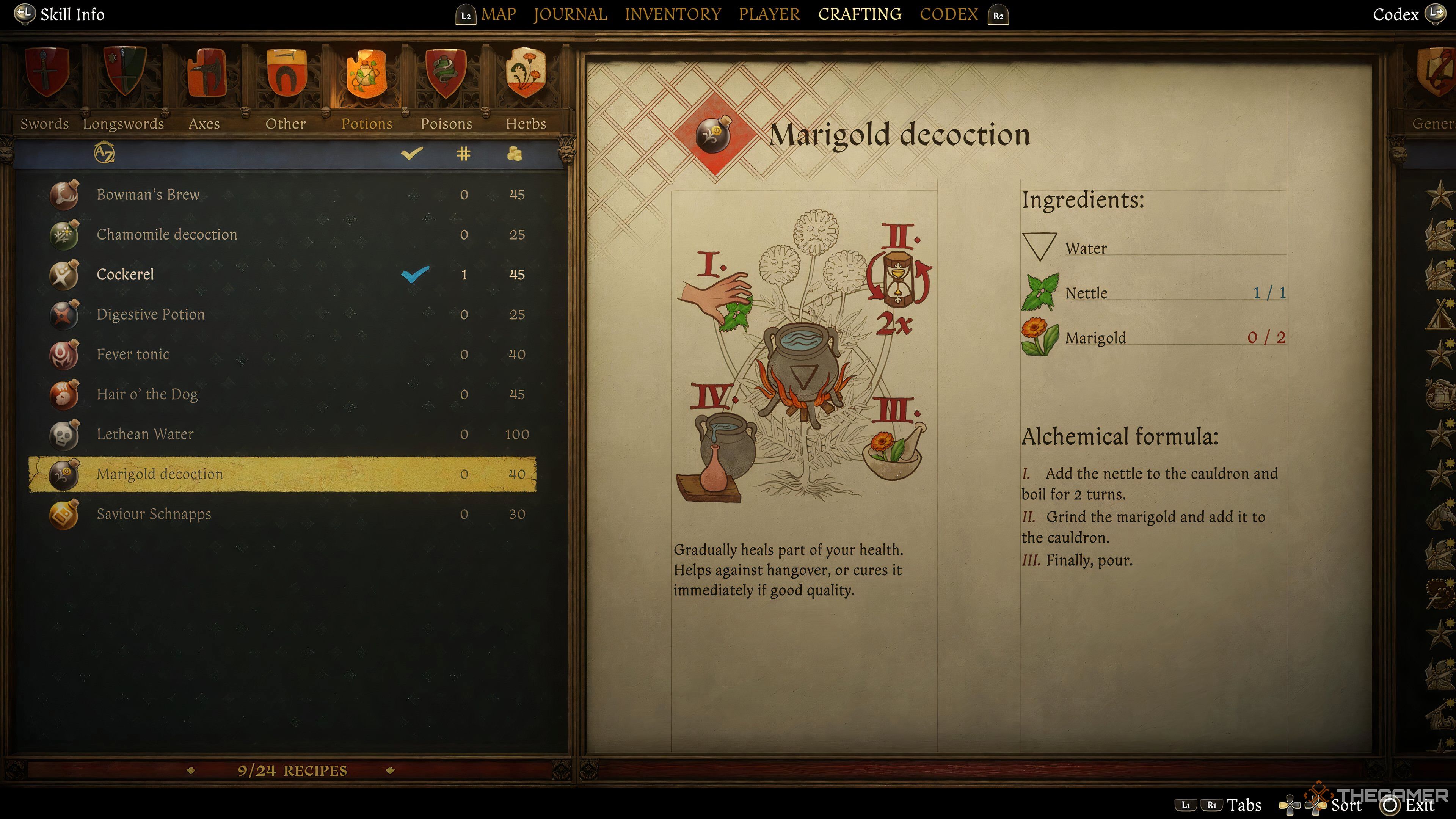 The Marigold decoction recipe in Kingdom Come: Deliverance 2.