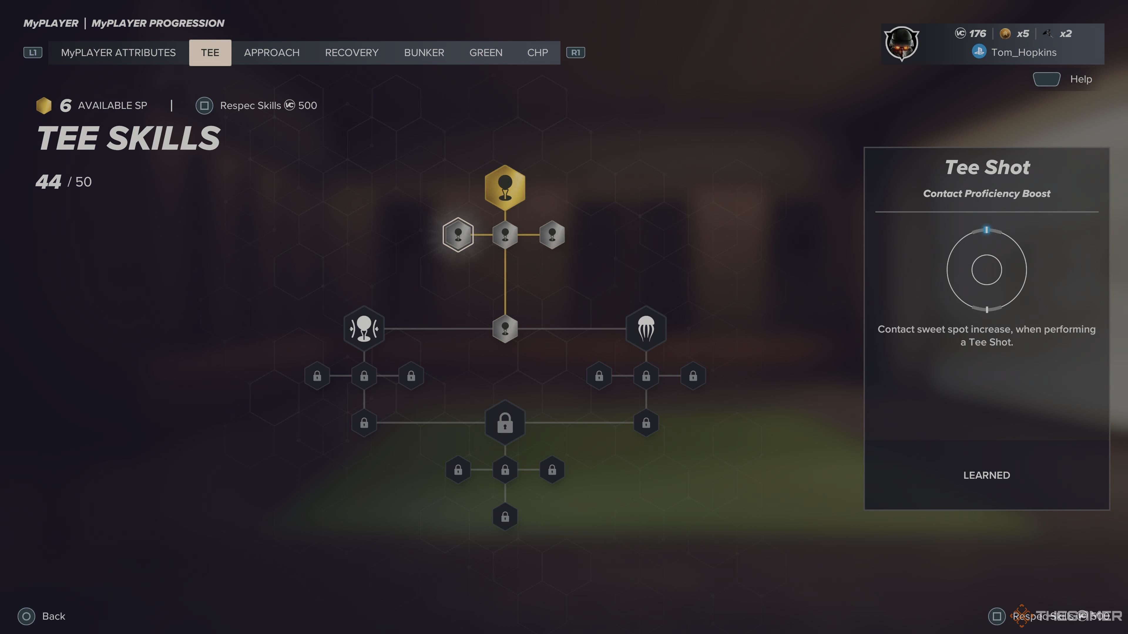 The Tee Shot Contact Proficiency in the tree in PGA Tour 2K25.