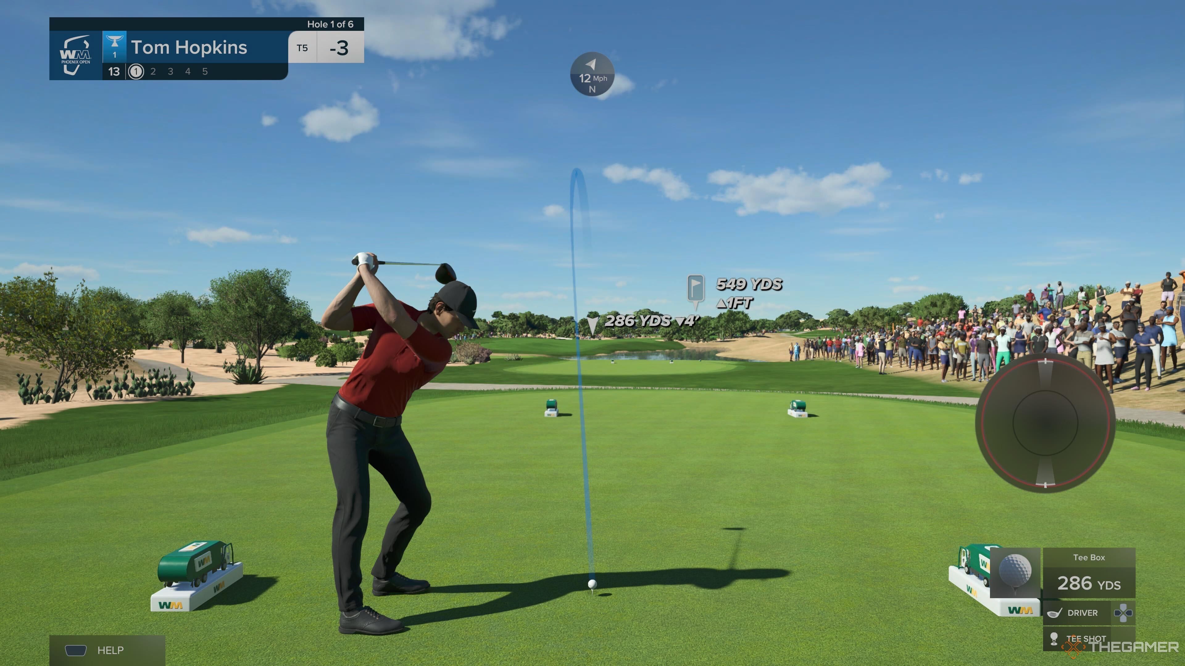A player mid swing in PGA Tour 2K25.
