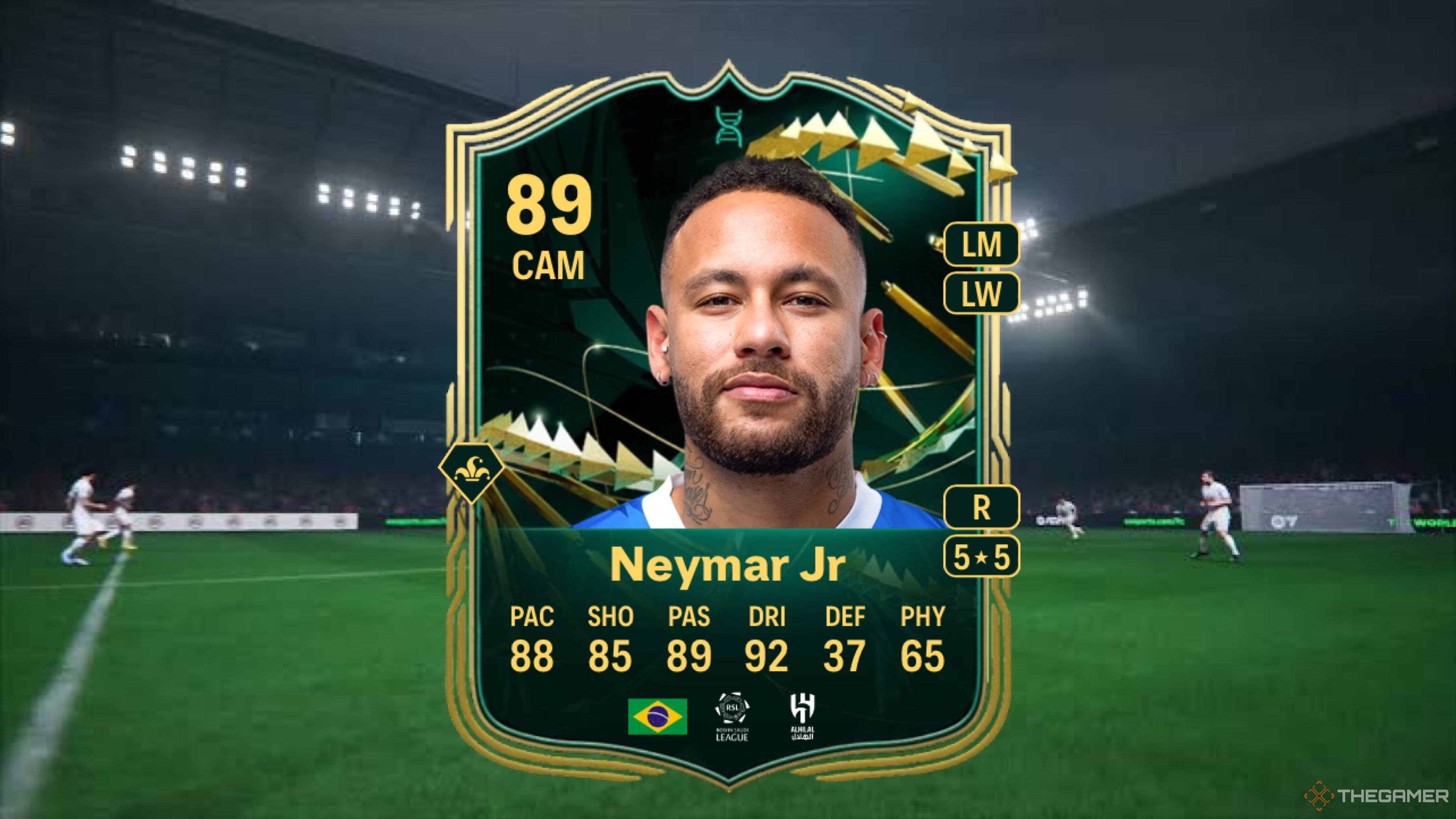 Image showing Neymar card against a faded pitch background.