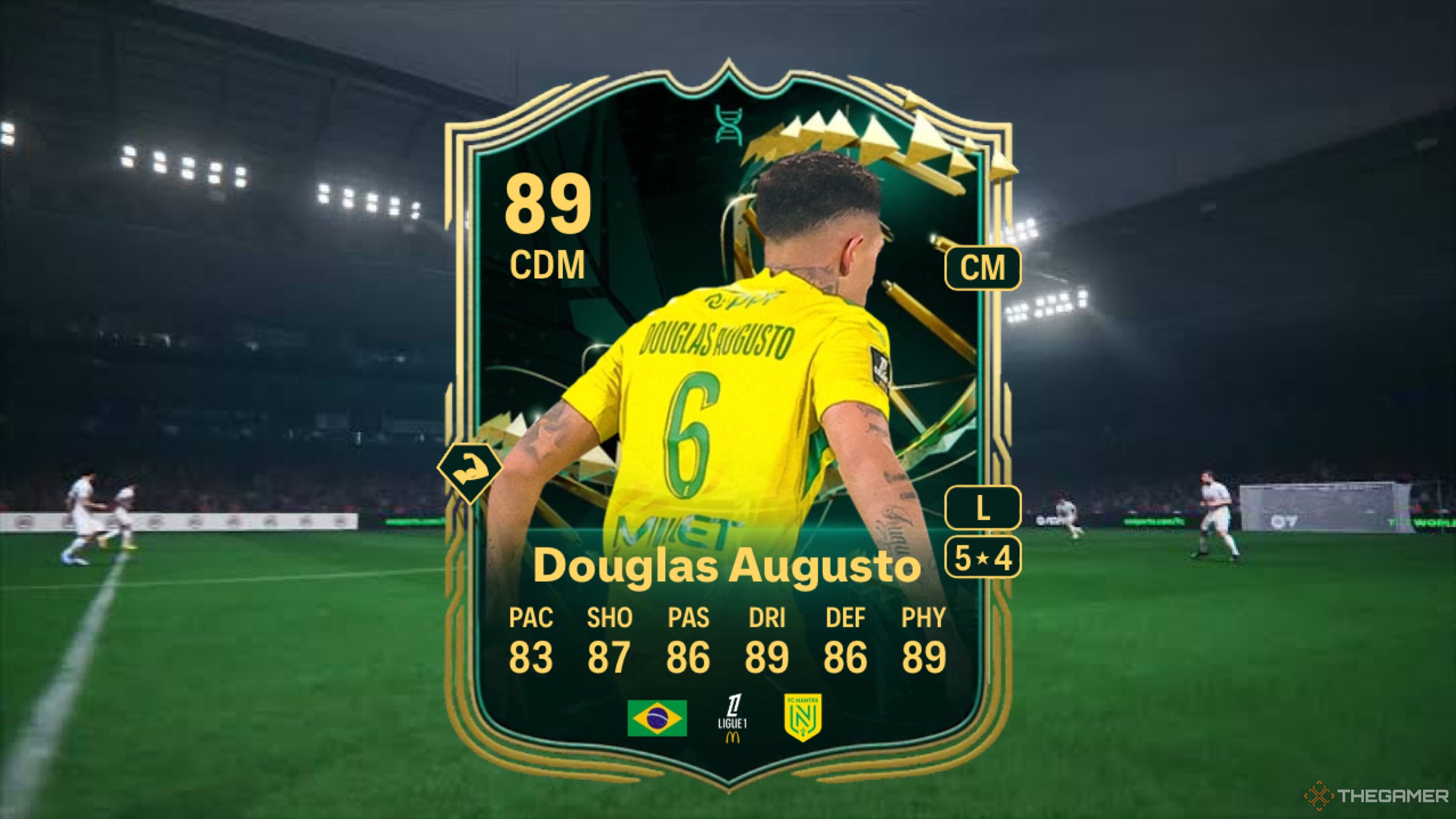 Image showing Augusto card against a faded pitch background.