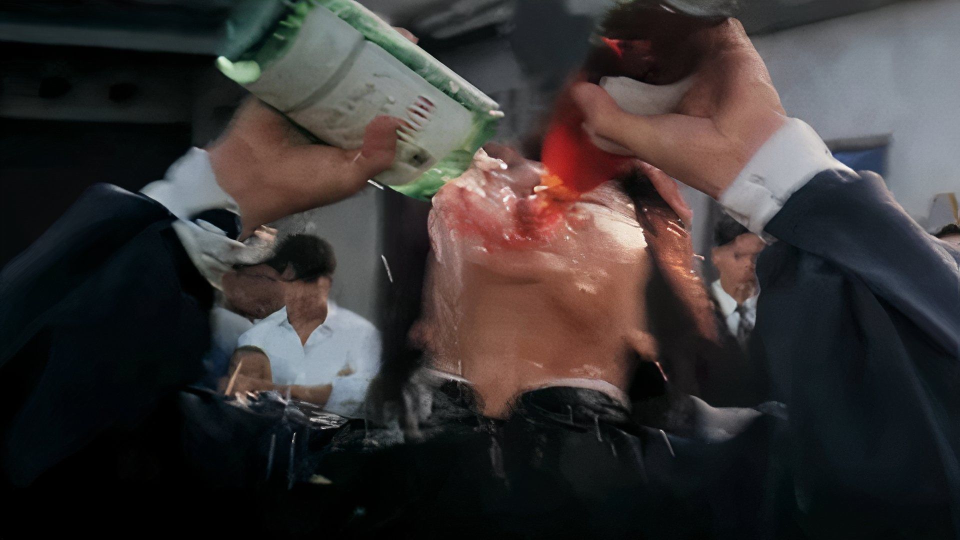 Jackie Chan consuming alcohol before fighting in Drunken Master II.