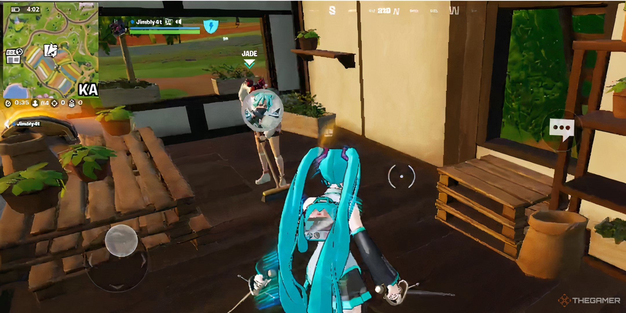 Jade sweeping the floor in Fortnite Chapter 6 Season 2.