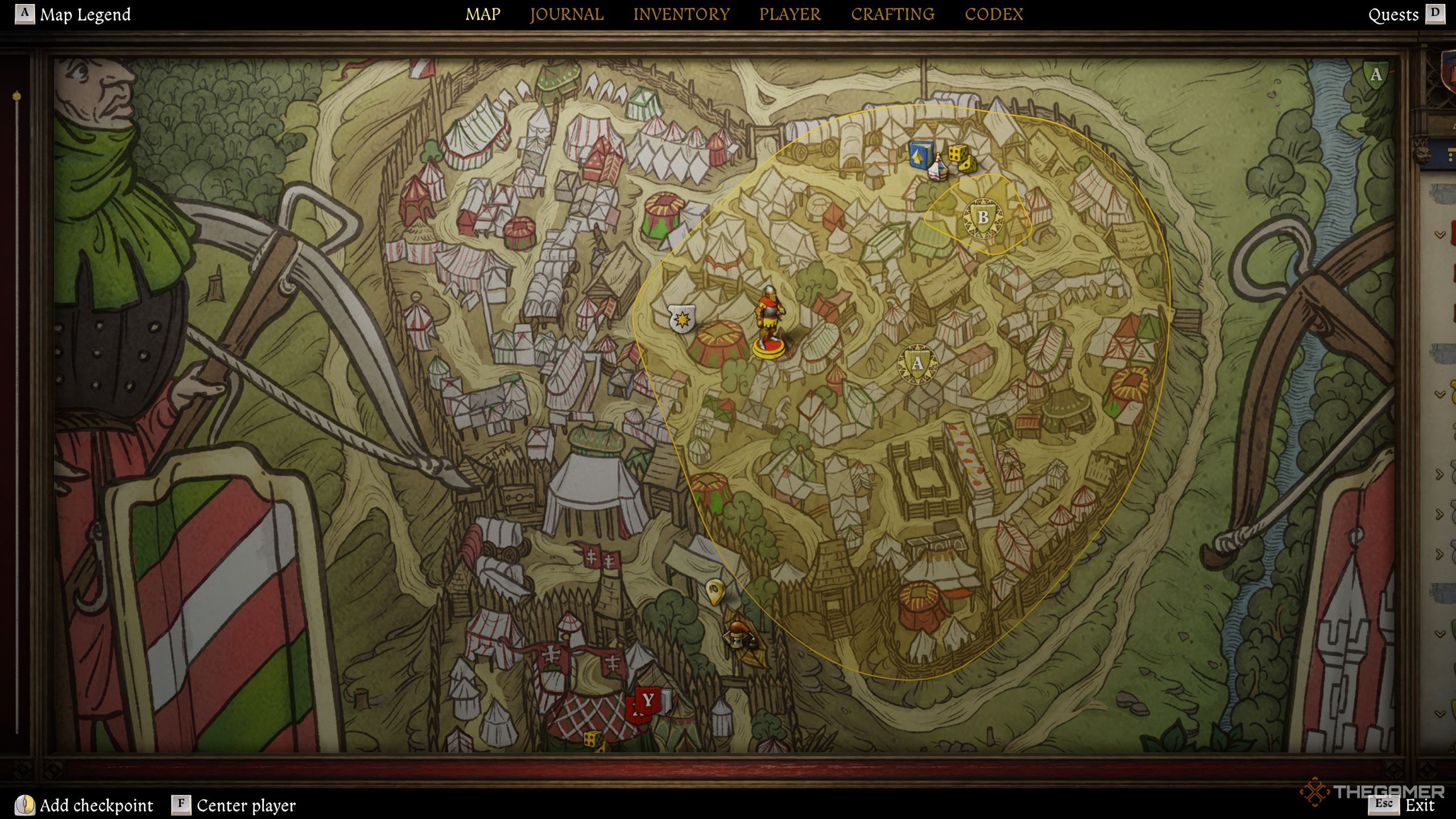 Chakan's tent location on the map.