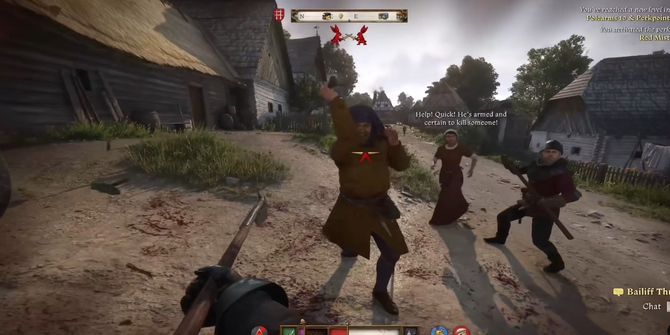 Kingdom Come Deliverance 2 fighting multiple enemies with a polearm