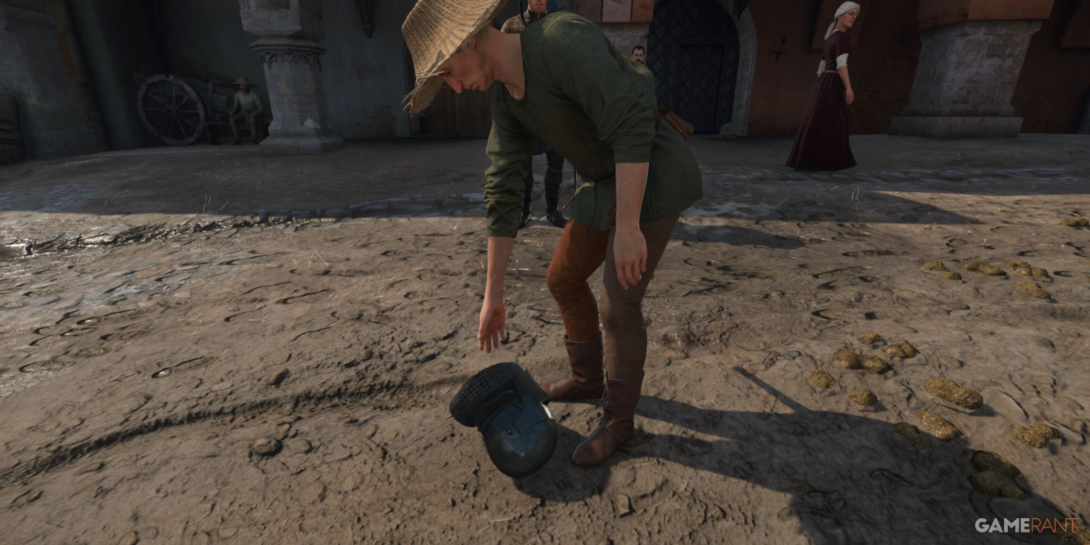 Kingdom Come Deliverance 2 - NPC Picking Up Helmet