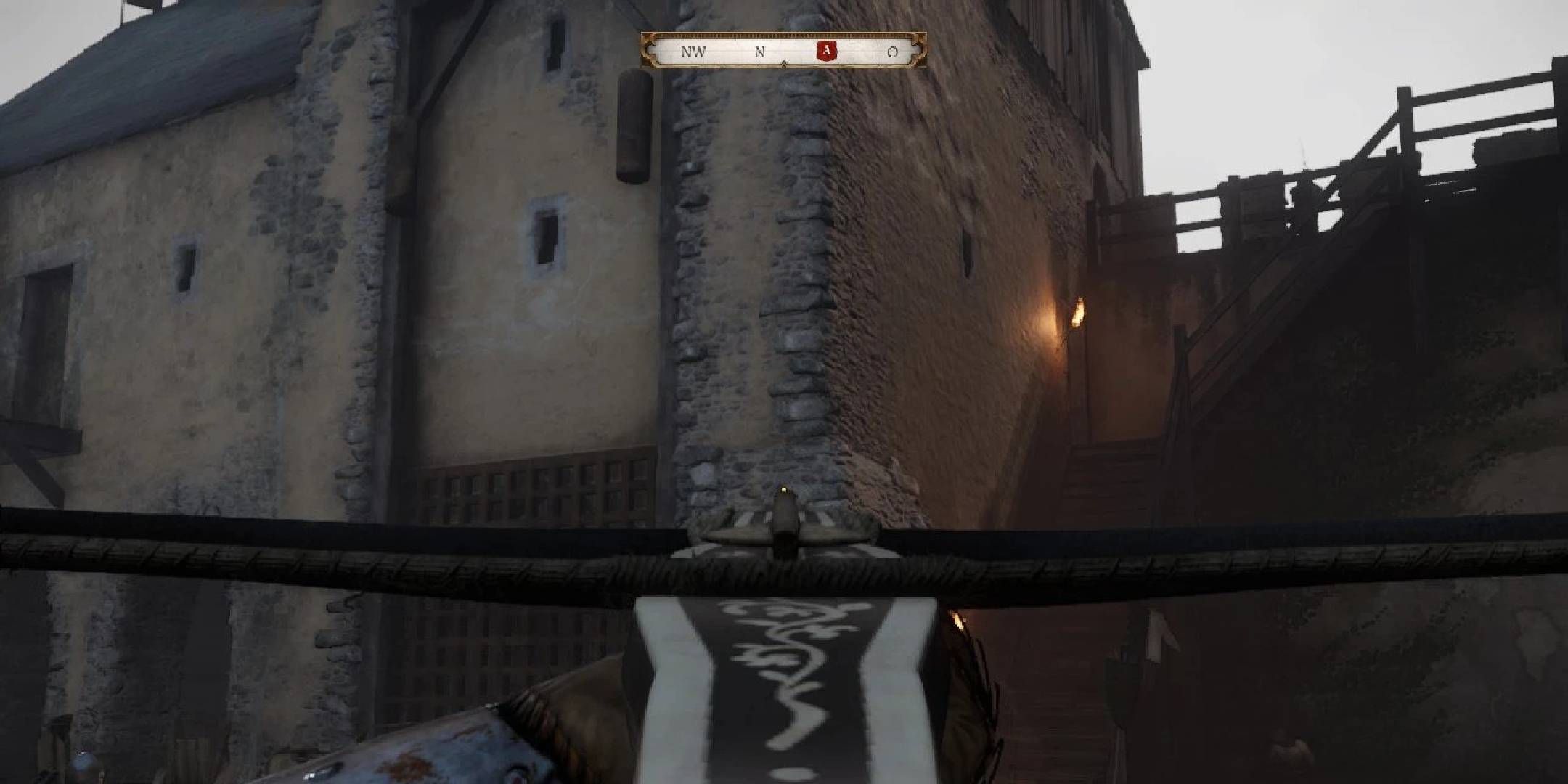 Kingdom Come_ Deliverance 2 aiming a crossbow with a reticle.