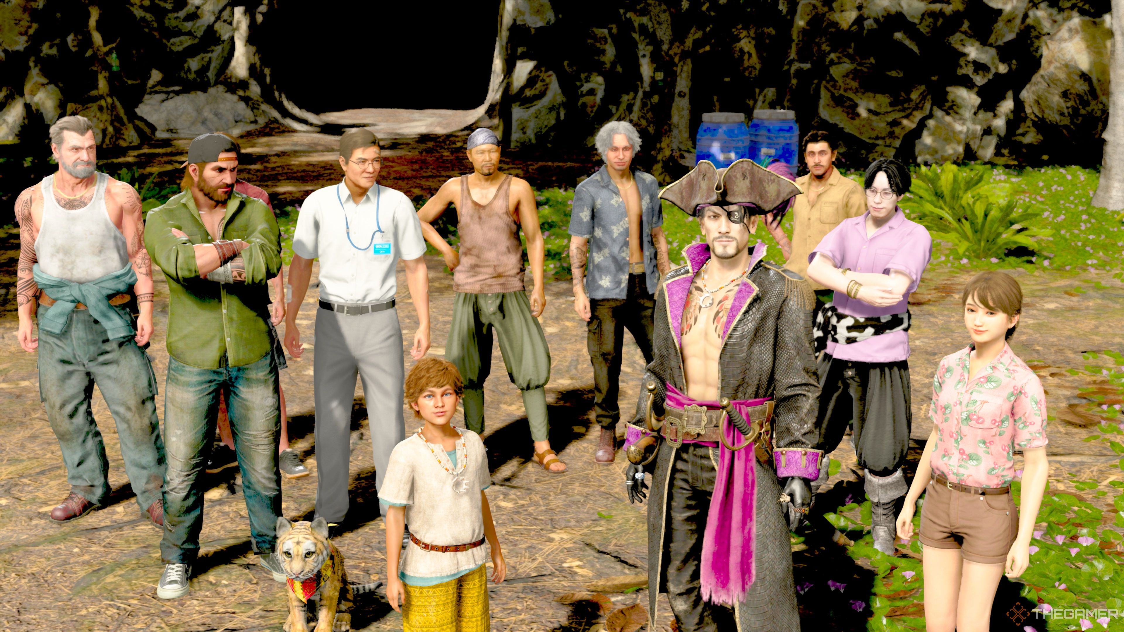 The Crew of the Goromaru at the end of the Pirate Quest Line in Like A Dragon: Pirate Yakuza In Hawaii.