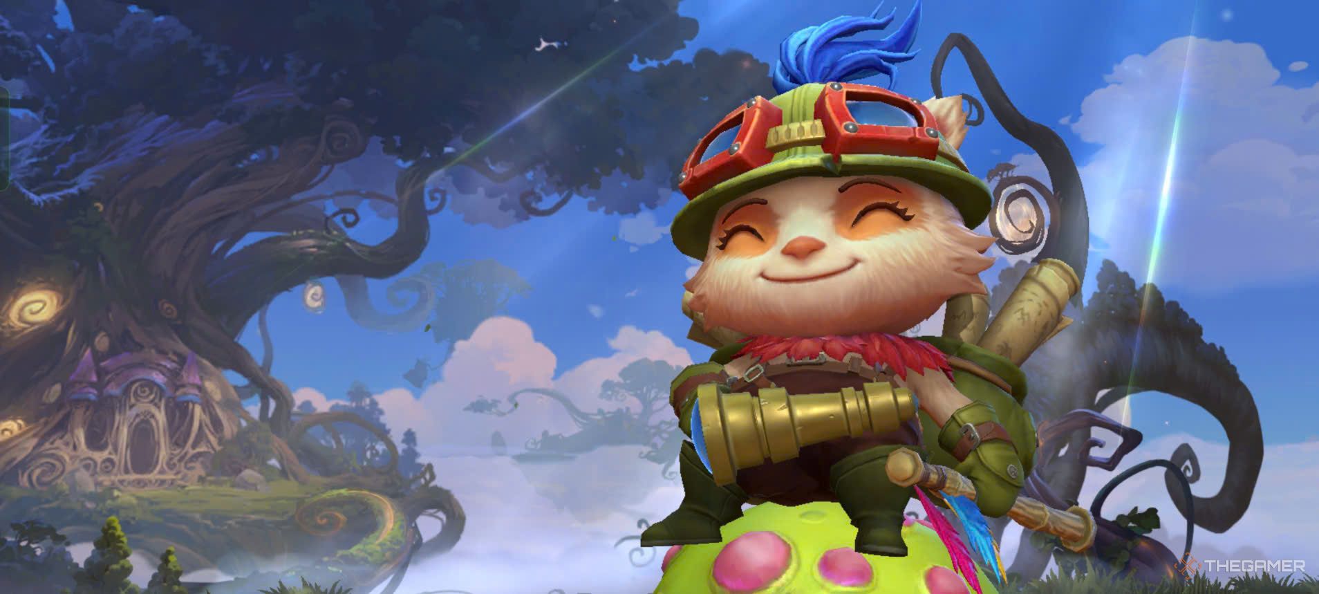 League Of Legends Wild Rift - Teemo is sitting in a mushroom in Bandle City.