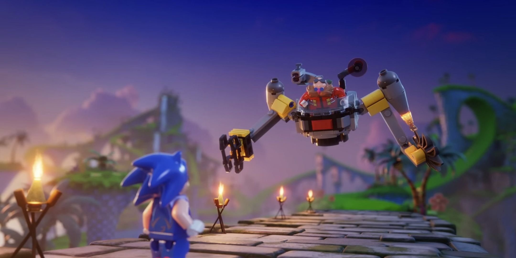 Lego Sonic faces off against Lego Eggman in Sonic Superstars.