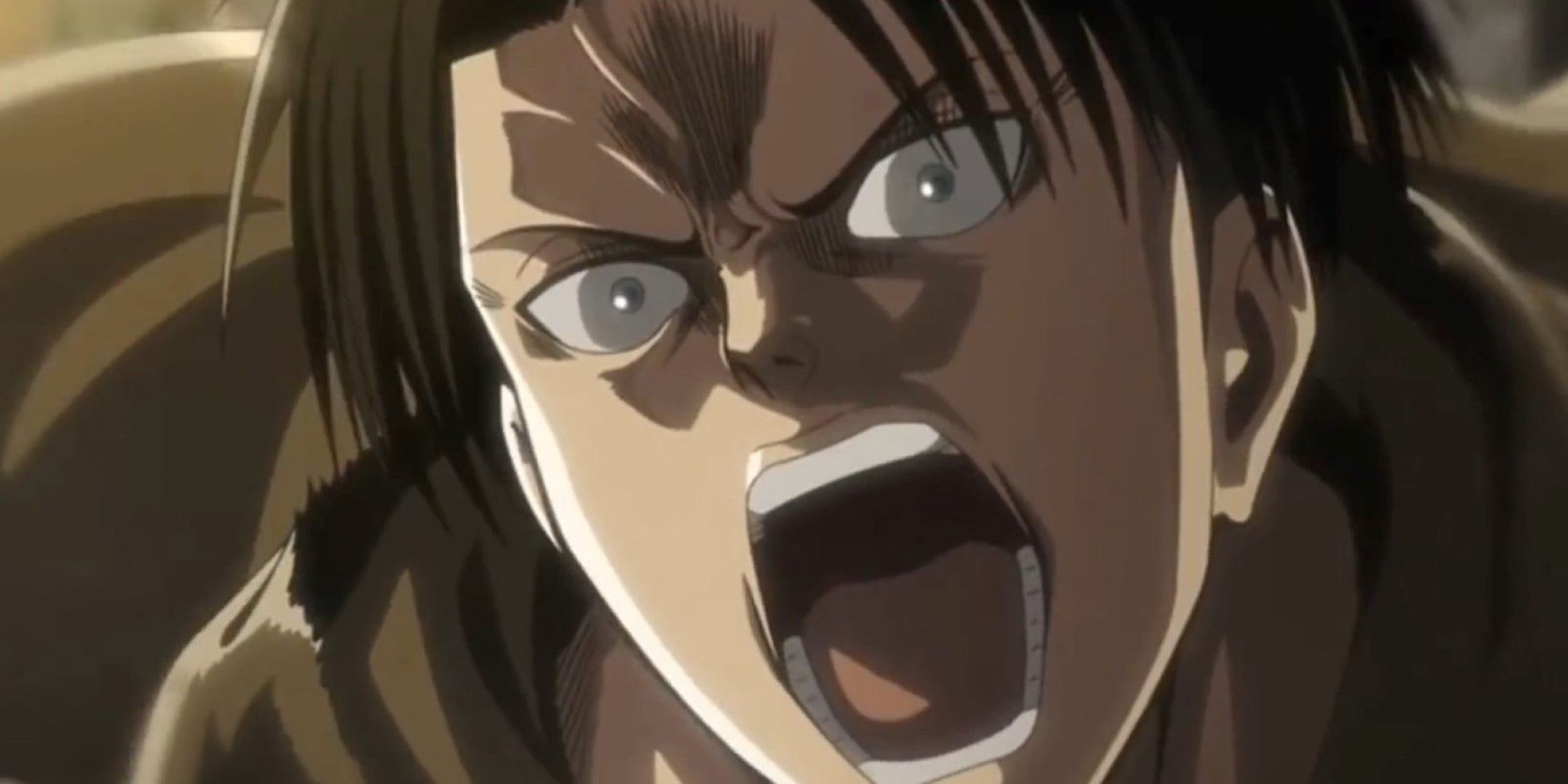 Levi screaming angrily while facing forwards