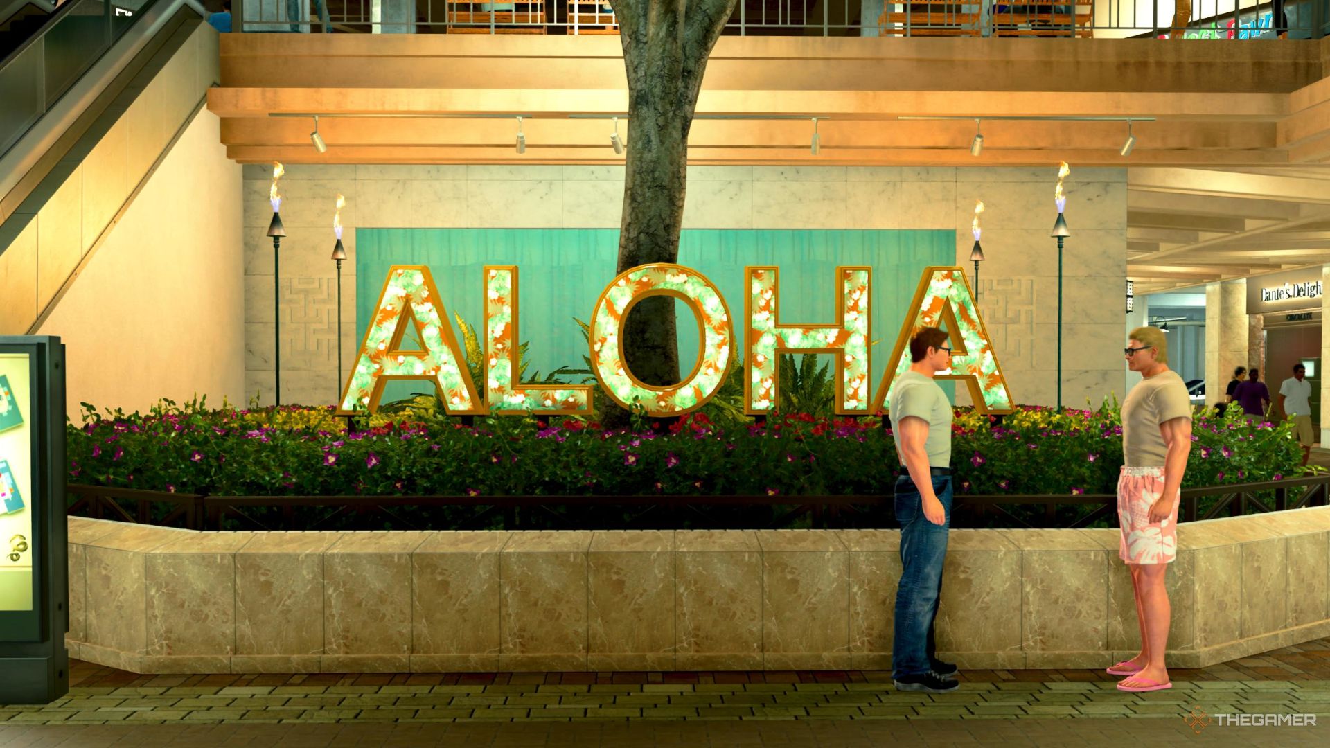 Like A Dragon Pirate Yakuza in Hawaii. Anaconda Photo Rally. Anaconda Aloha Sign.