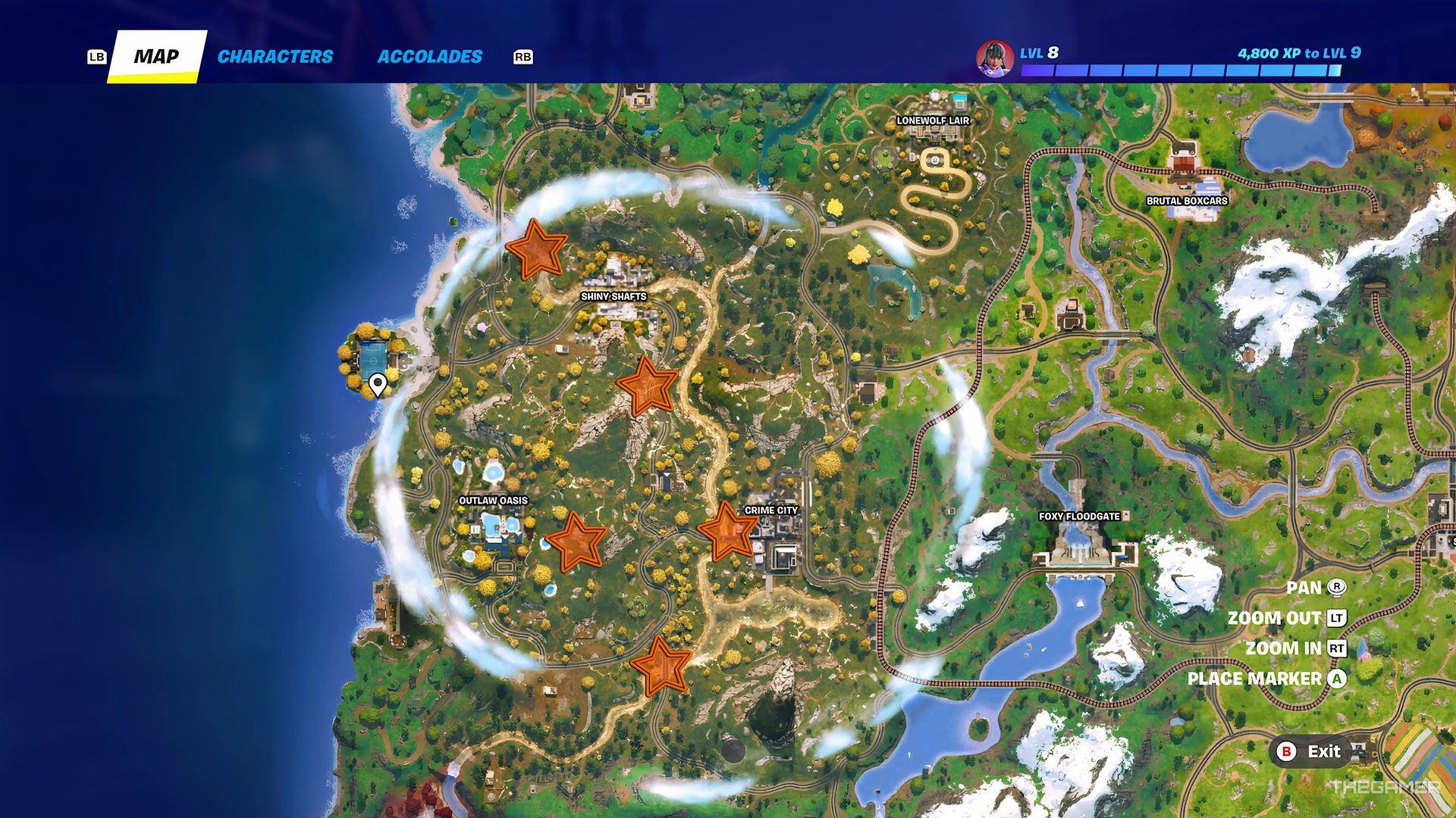 Locations Of Gold Veins In Fortnite: Chapter 6, Season 2.