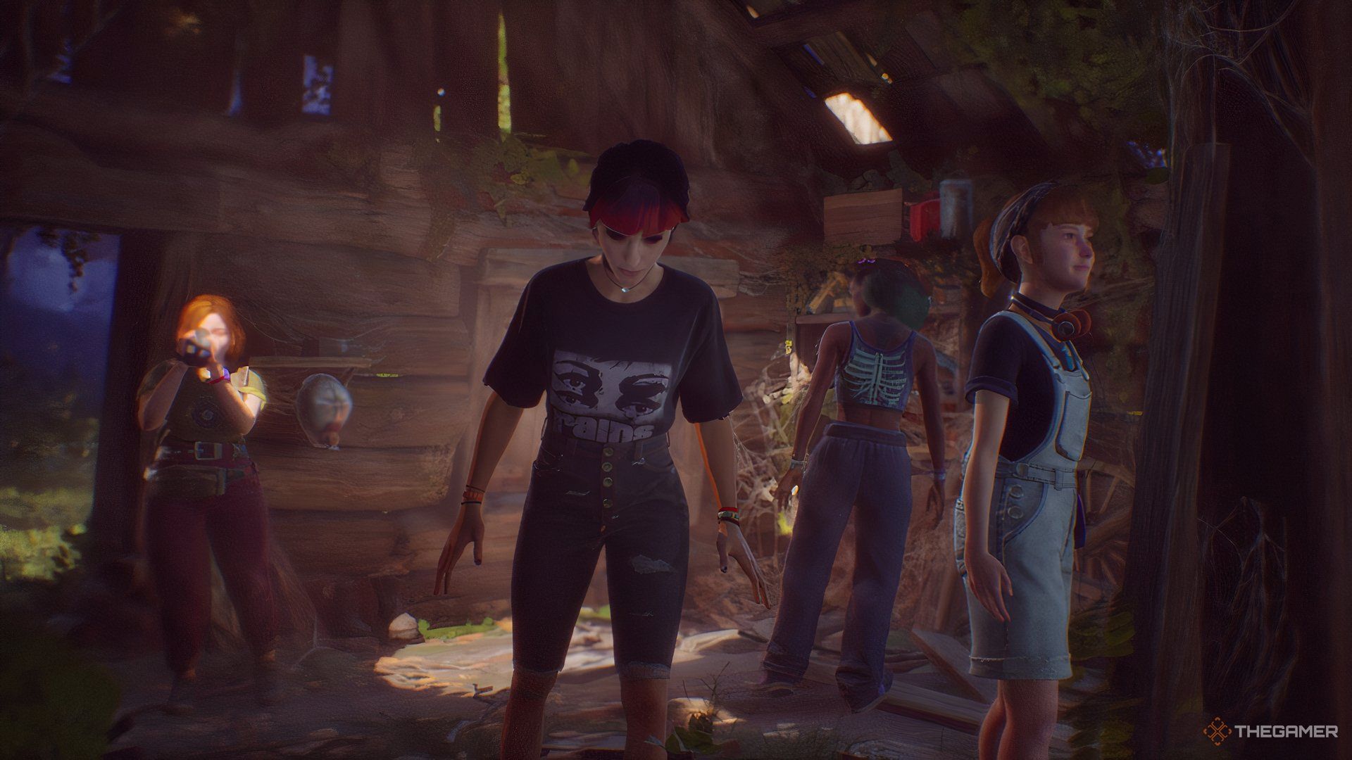 The girls entering the old cabin in Lost Records: Bloom & Rage.