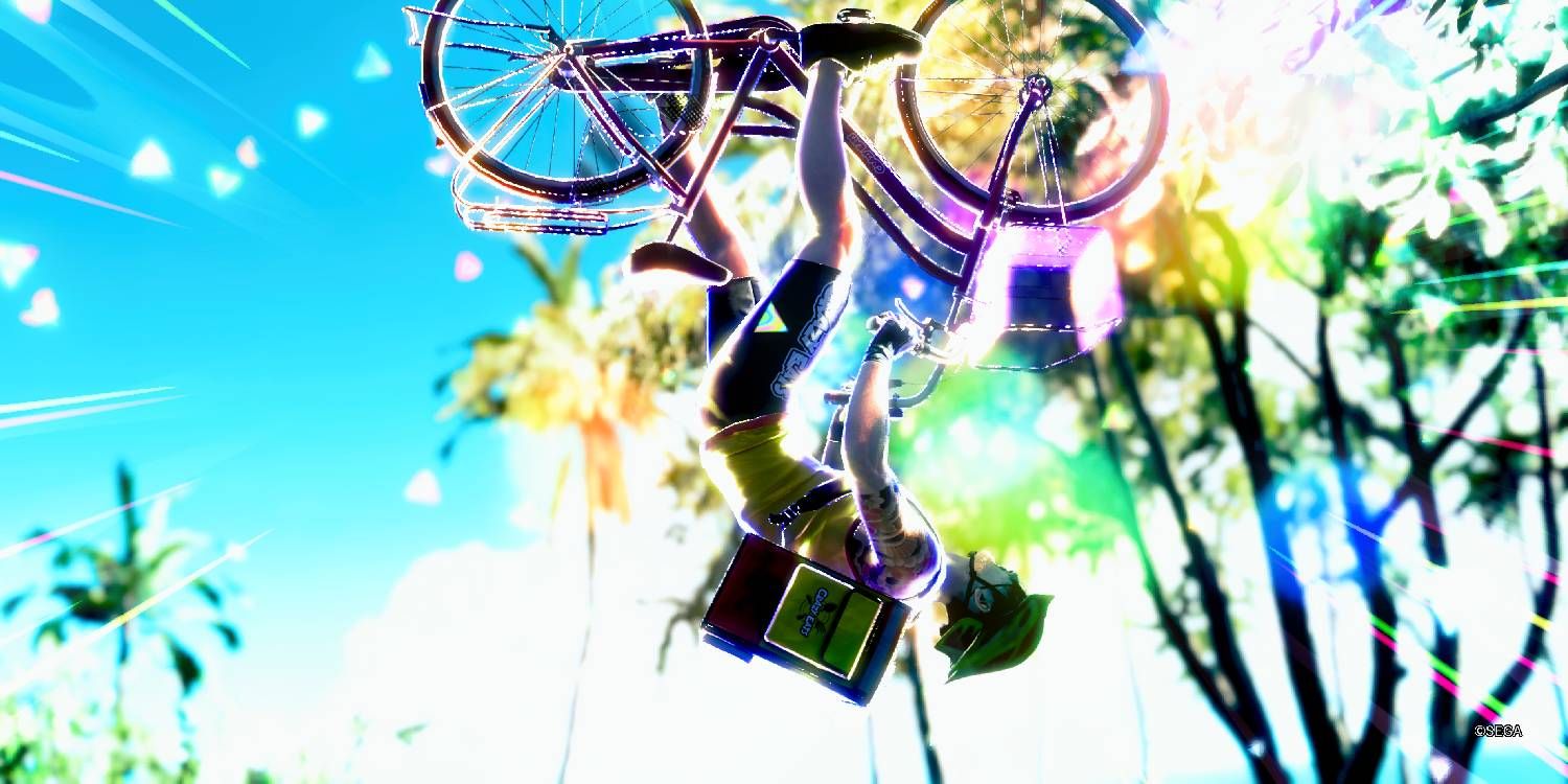 Majima flipping on his bike in Stay Crazy substory from Like A Dragon Pirate Yazkua In Hawaii.