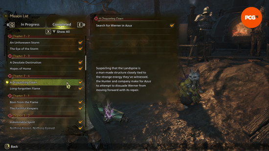 a list of main story quests in monster hunter wilds