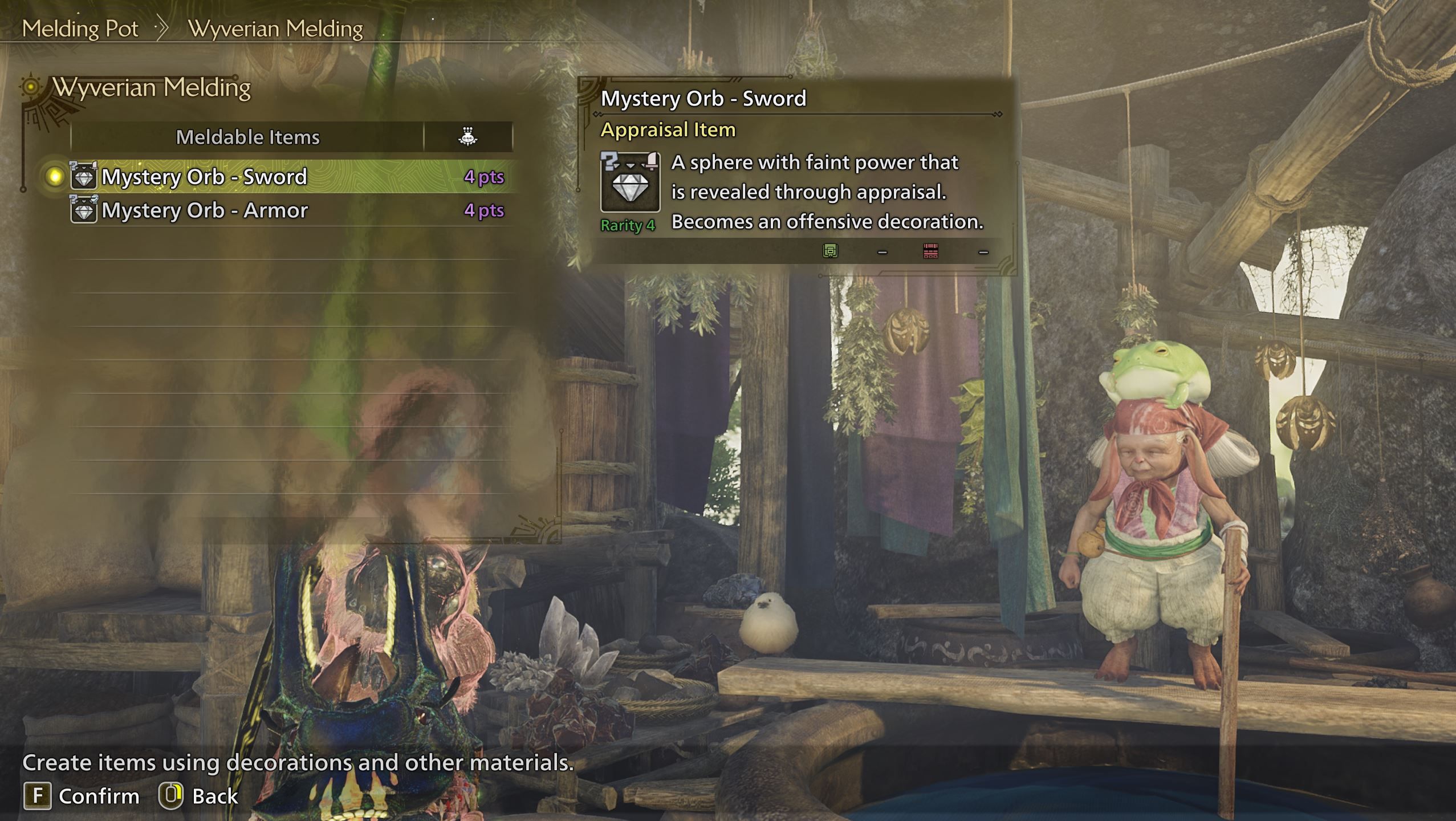 The Melding Pot Menu in Monster Hunter Wilds.