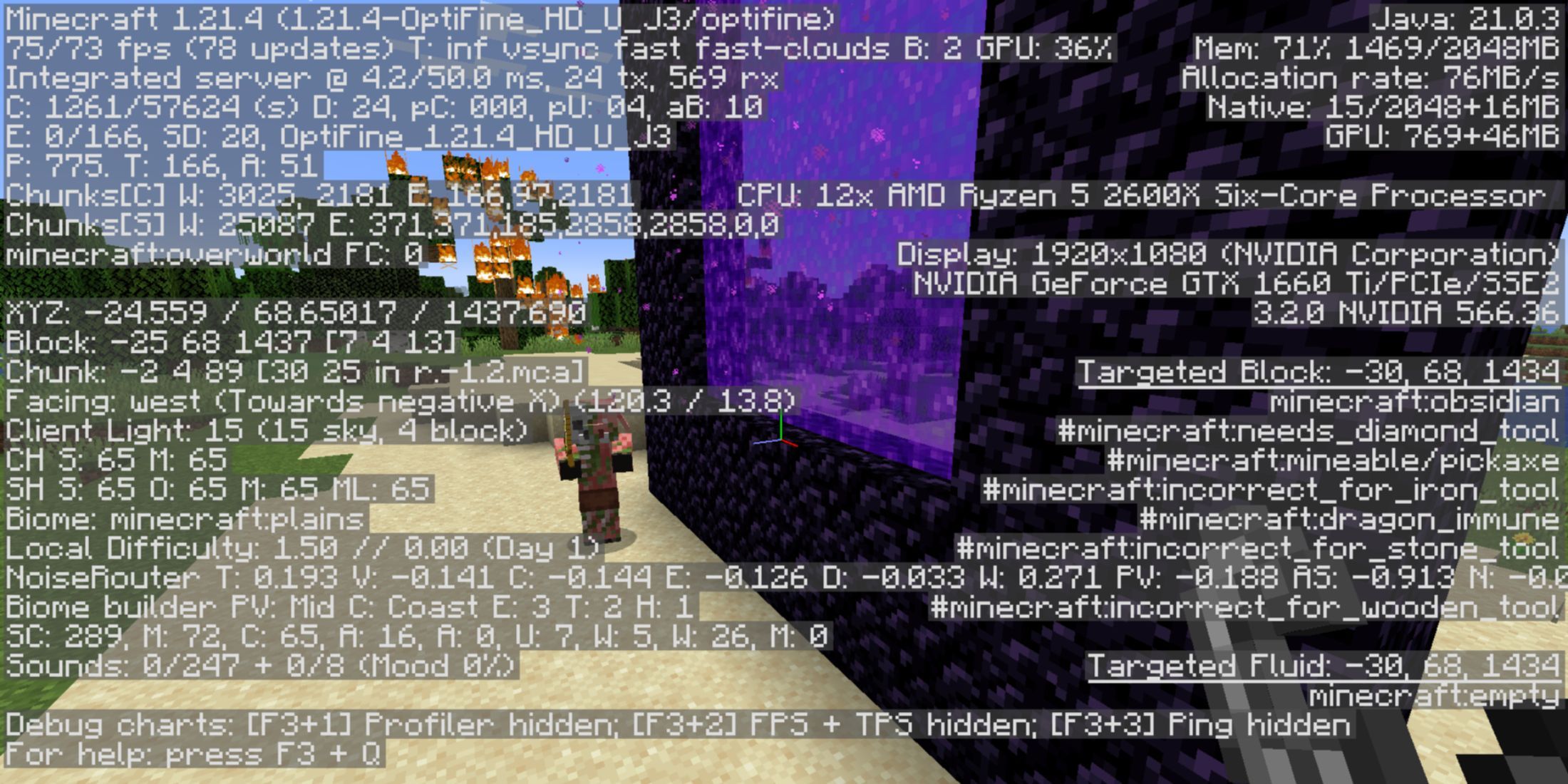 Minecraft debug screen preview