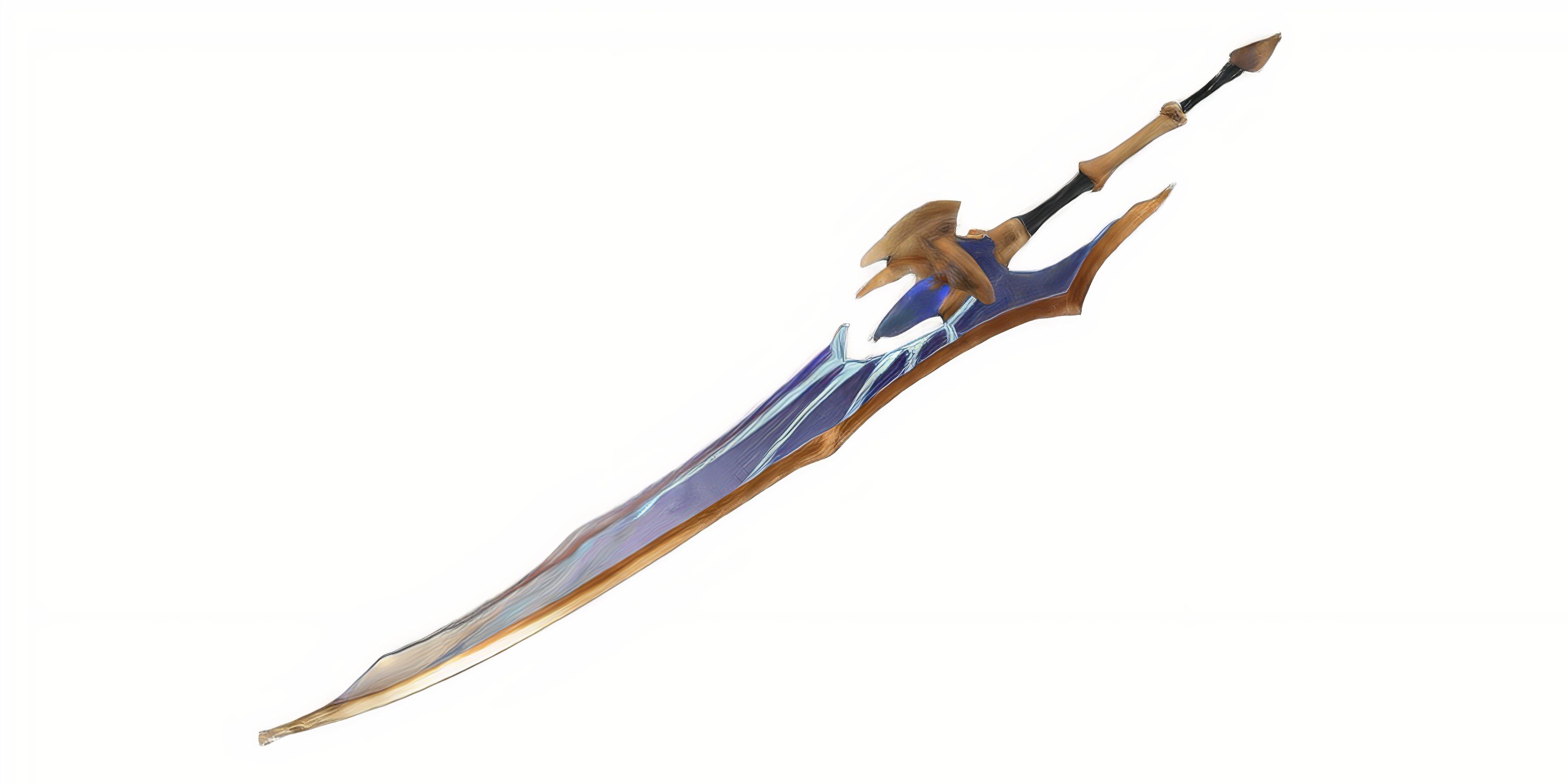 The silver severer longsword against a white background from monster hunter rise.