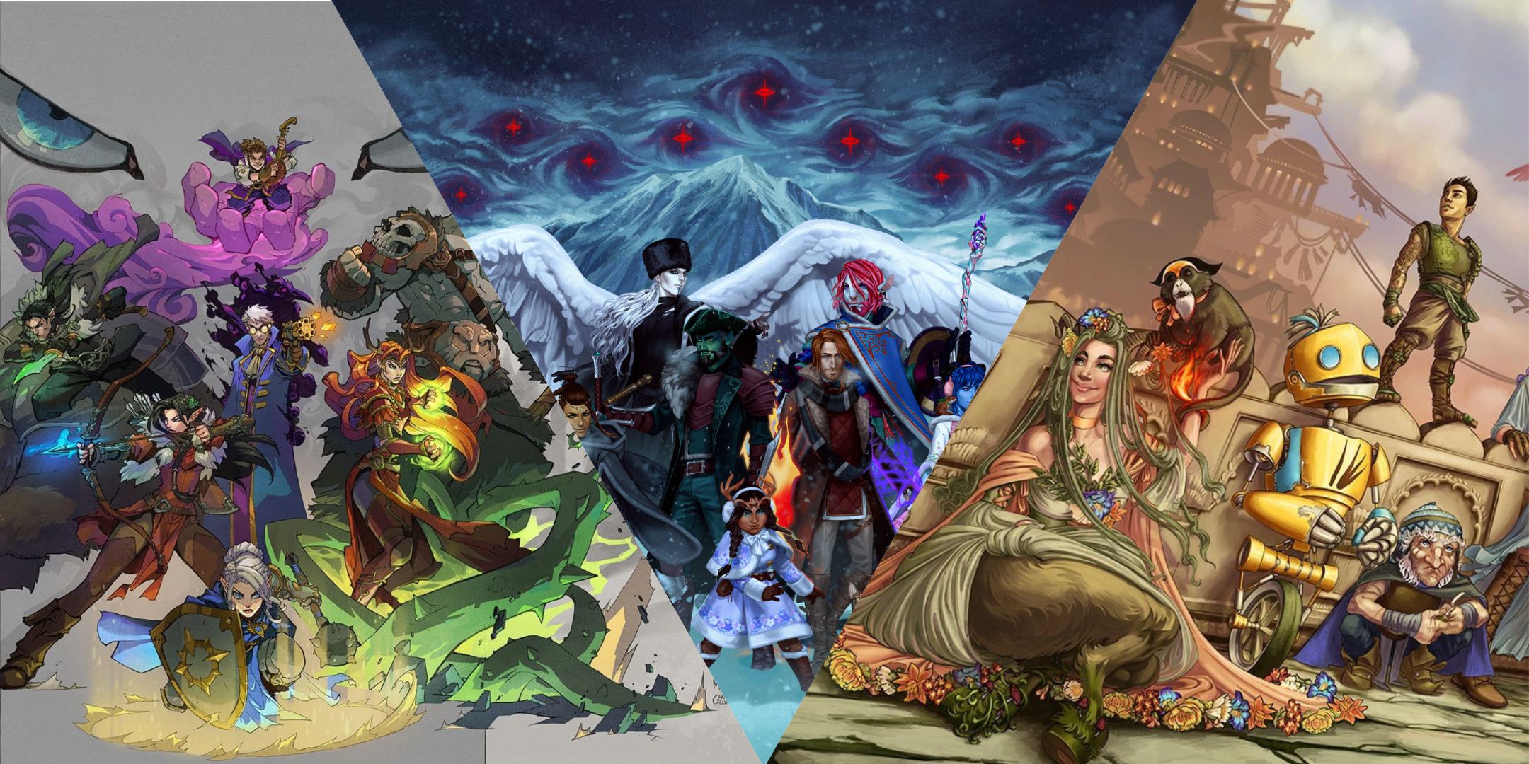 Vox Machina on the left, the Mighty Nien in the middle, and Bells Hells on the right.