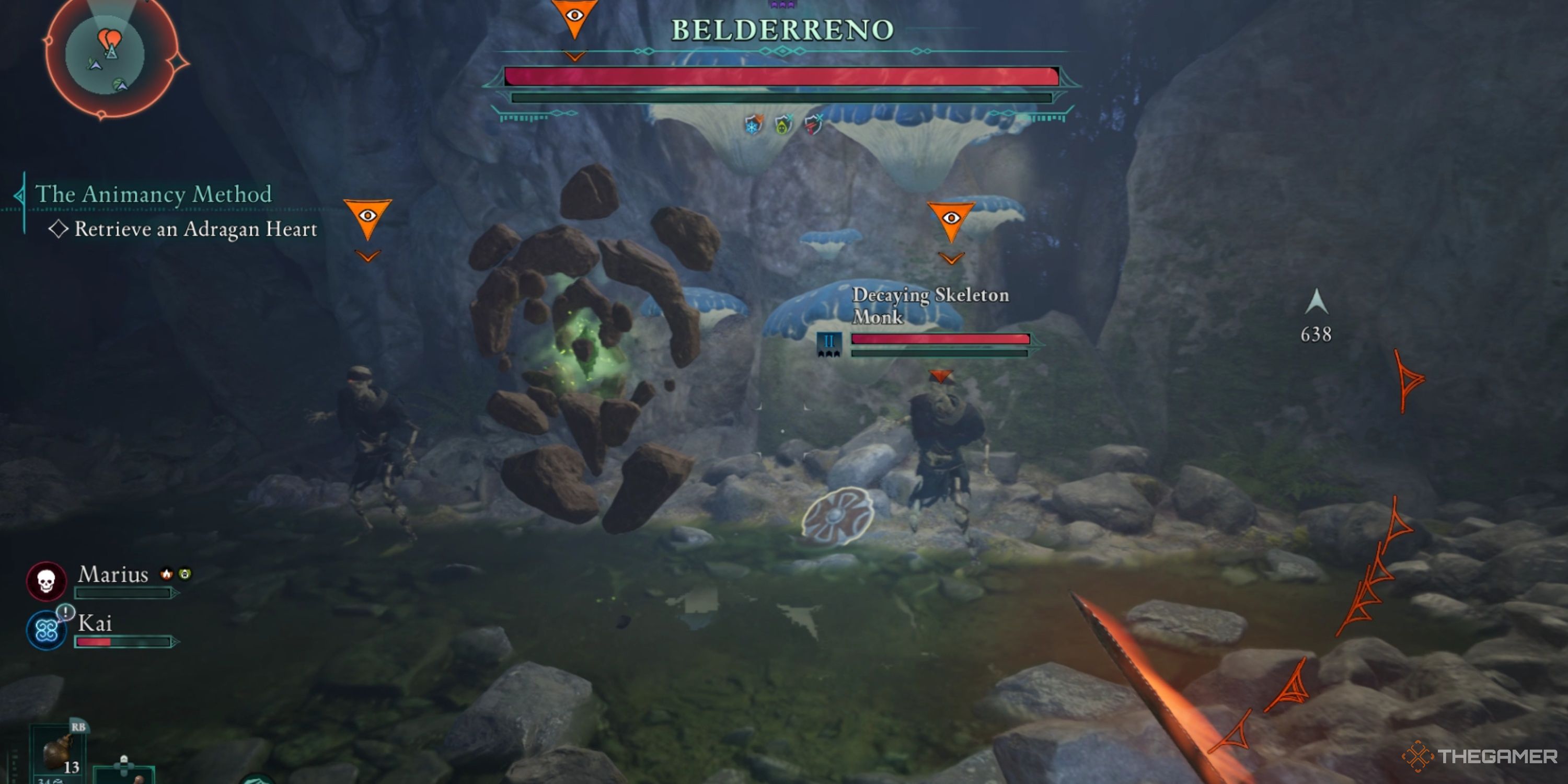 A screenshot of the fight against Belderreno in Avowed.