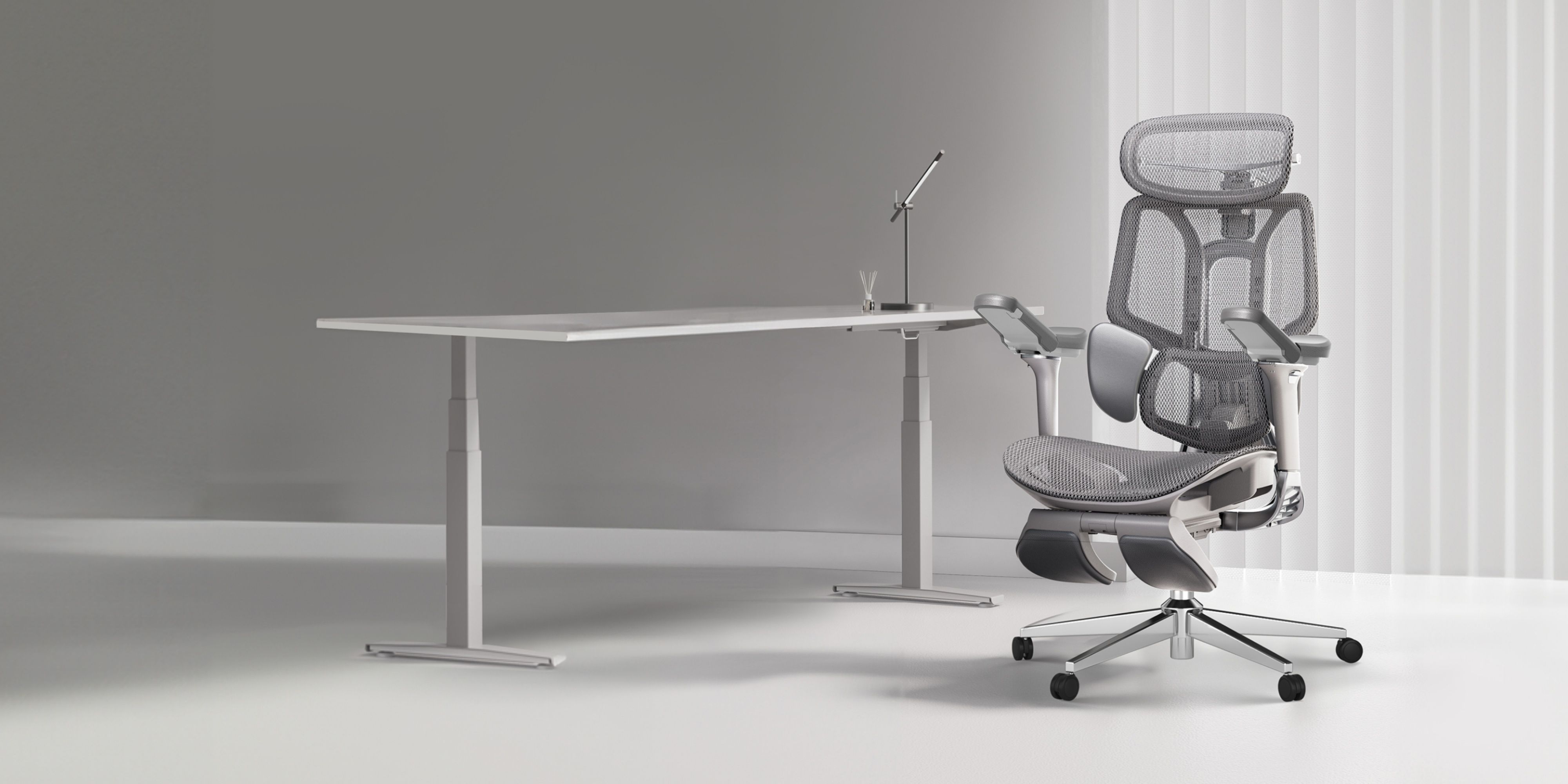 ergonomic chair next to desk.