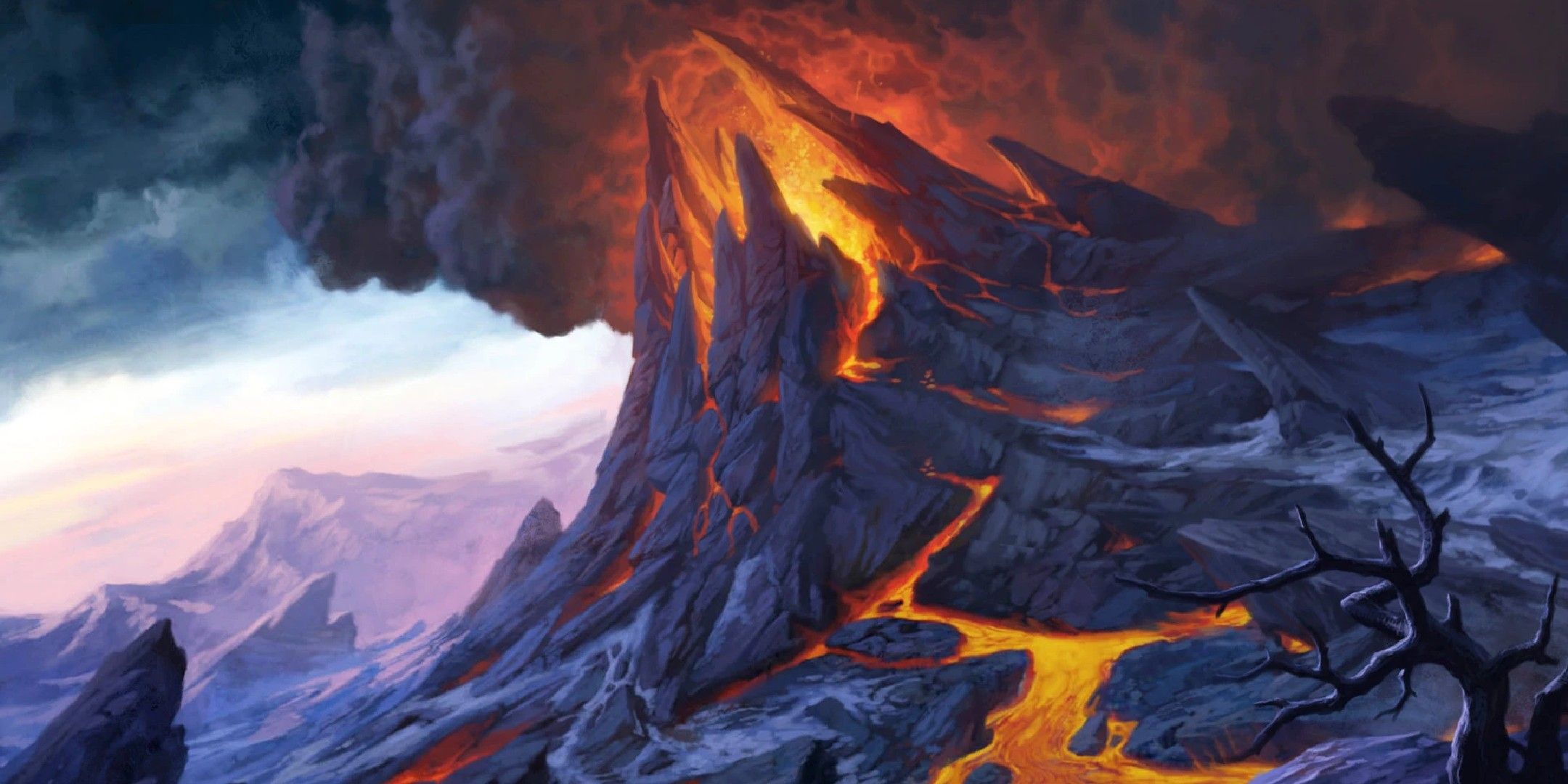 dungeons & dragons image showing Mt. Hotenow erupting.