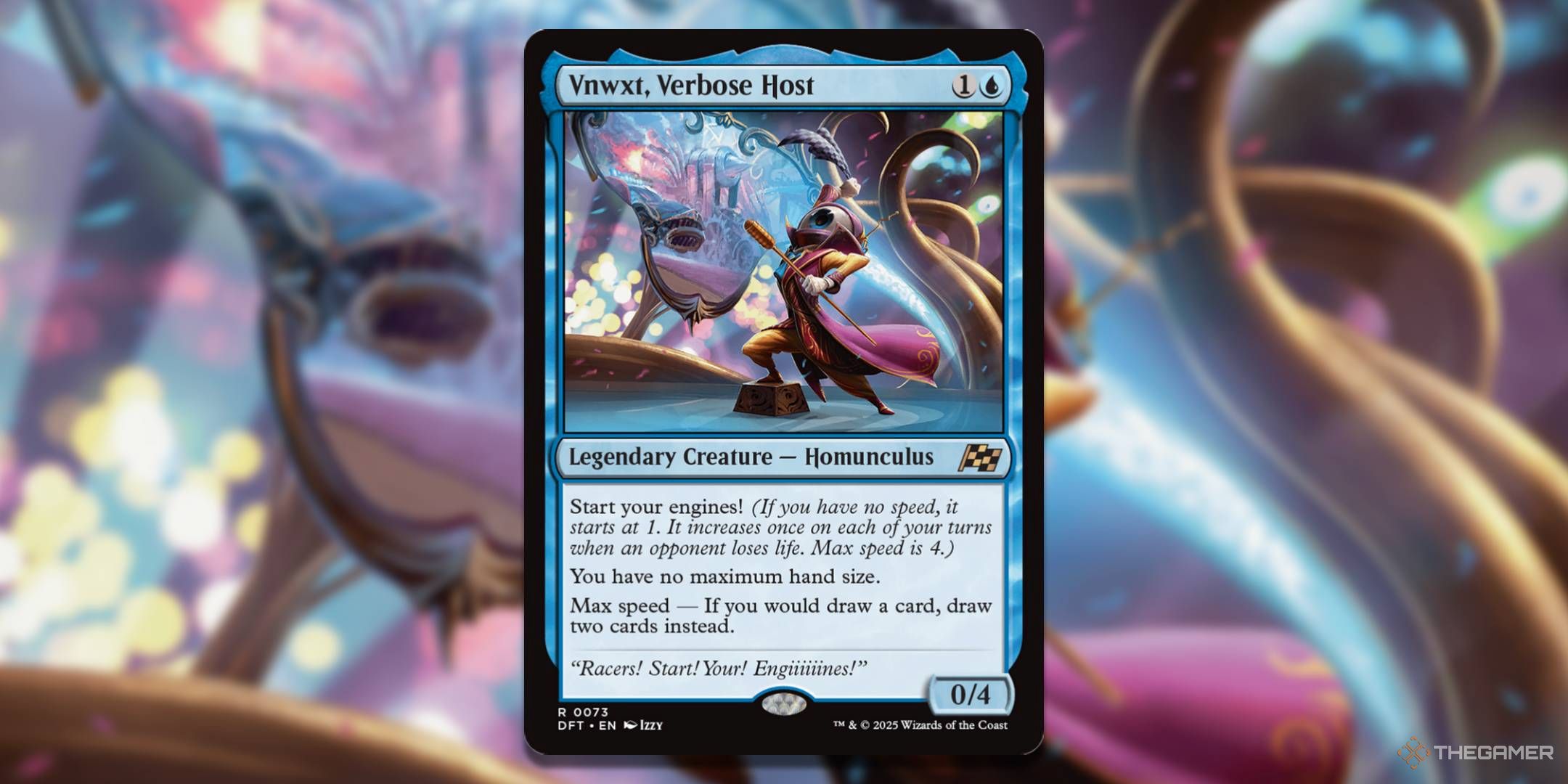 MTG Vnwxt, Verbose Host card with the art in the background.