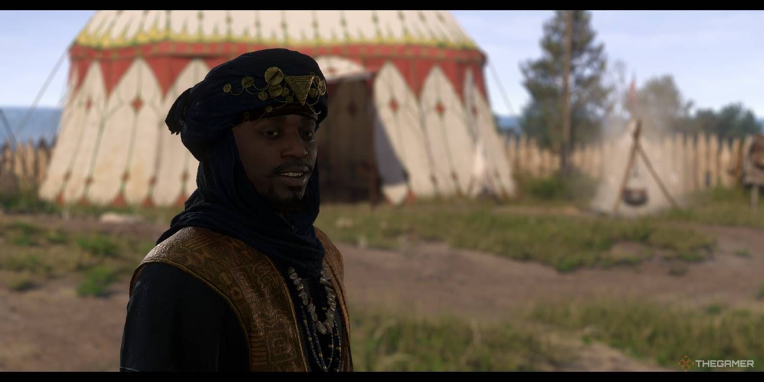 Musa of Mali smiling in Kingdom Come Deliverance 2.