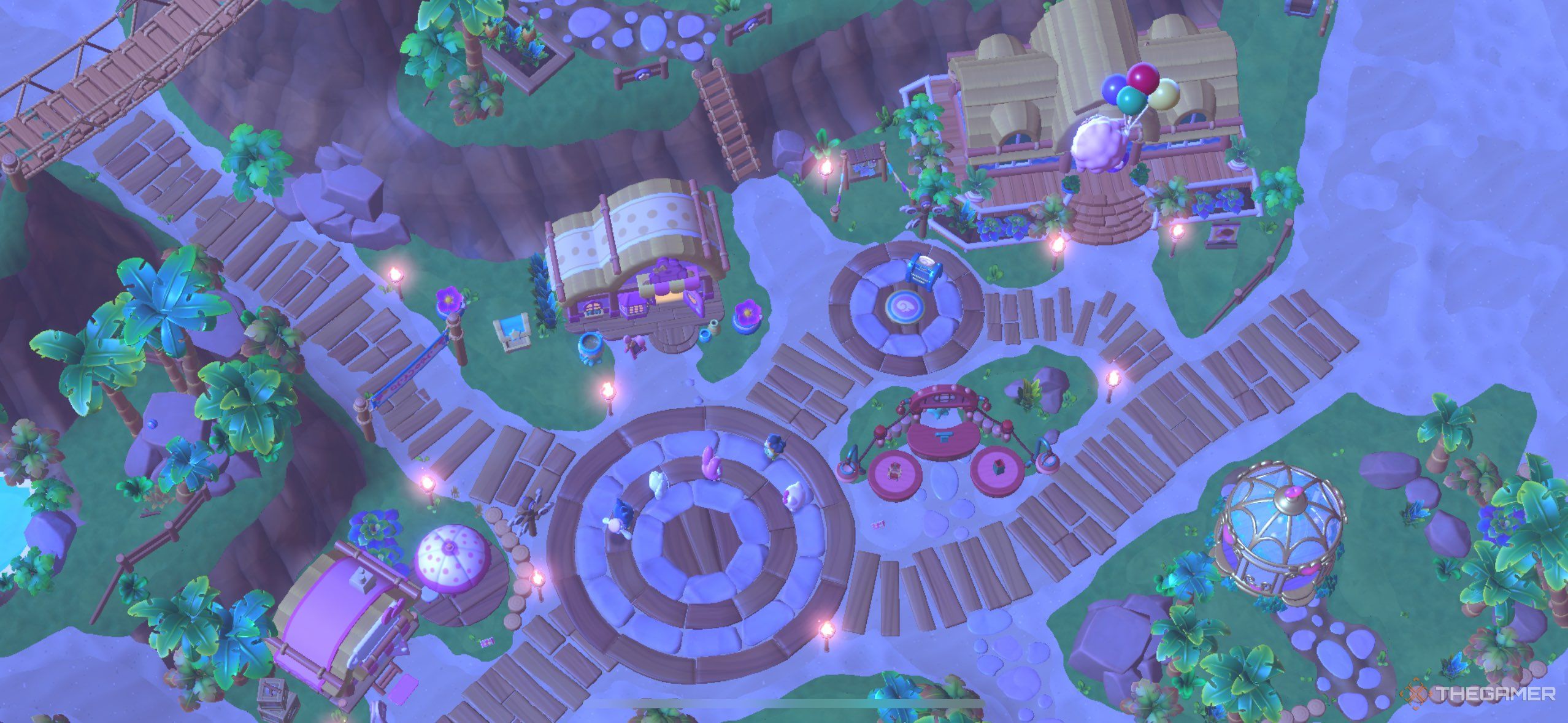 My Sweet Piano dropping into the Island Resort in Hello Kitty Island Adventure.