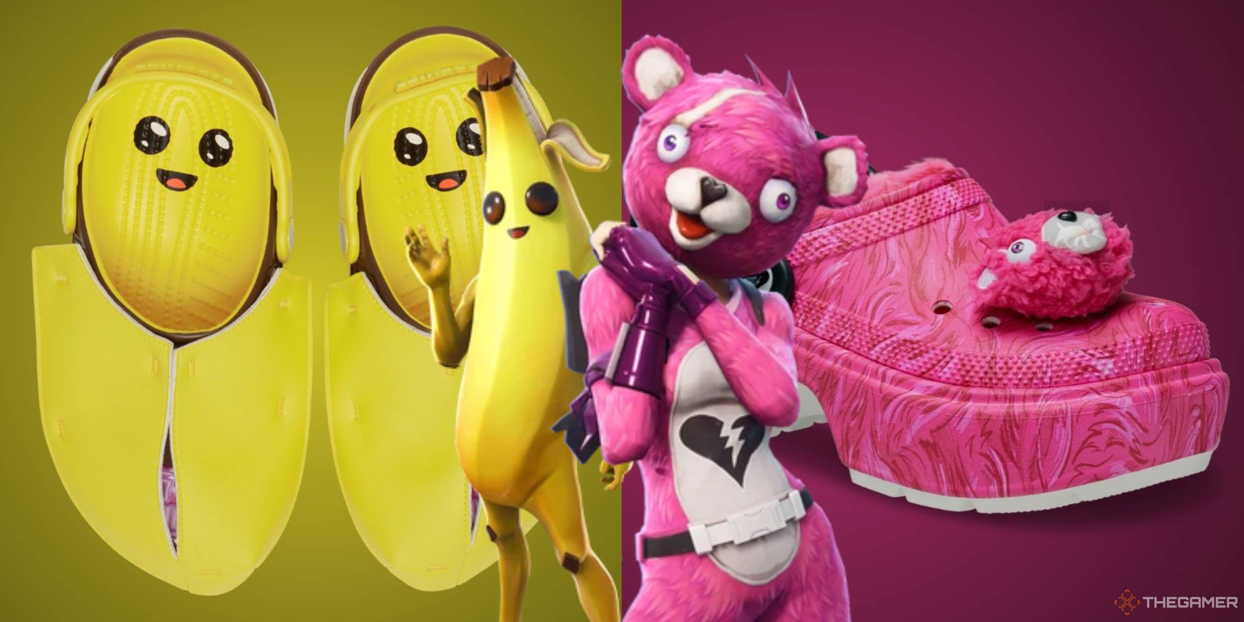 fortnite's peely and cuddle team leader crocs