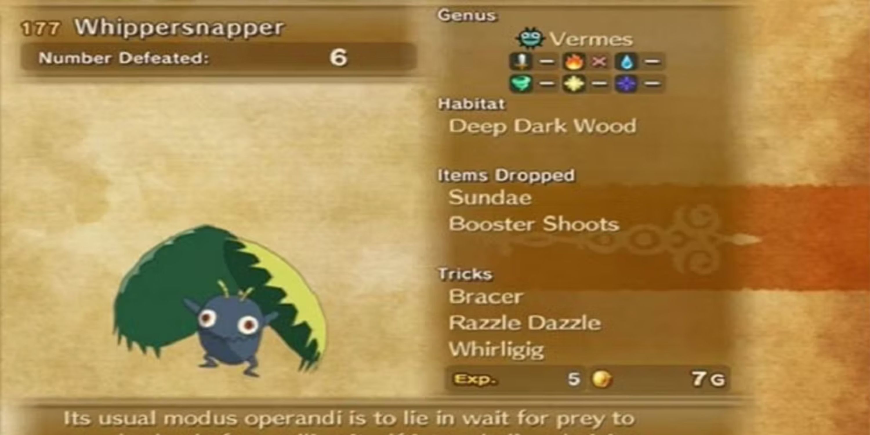 Ni No Kuni: Whippersnapper in game menu screenshot.