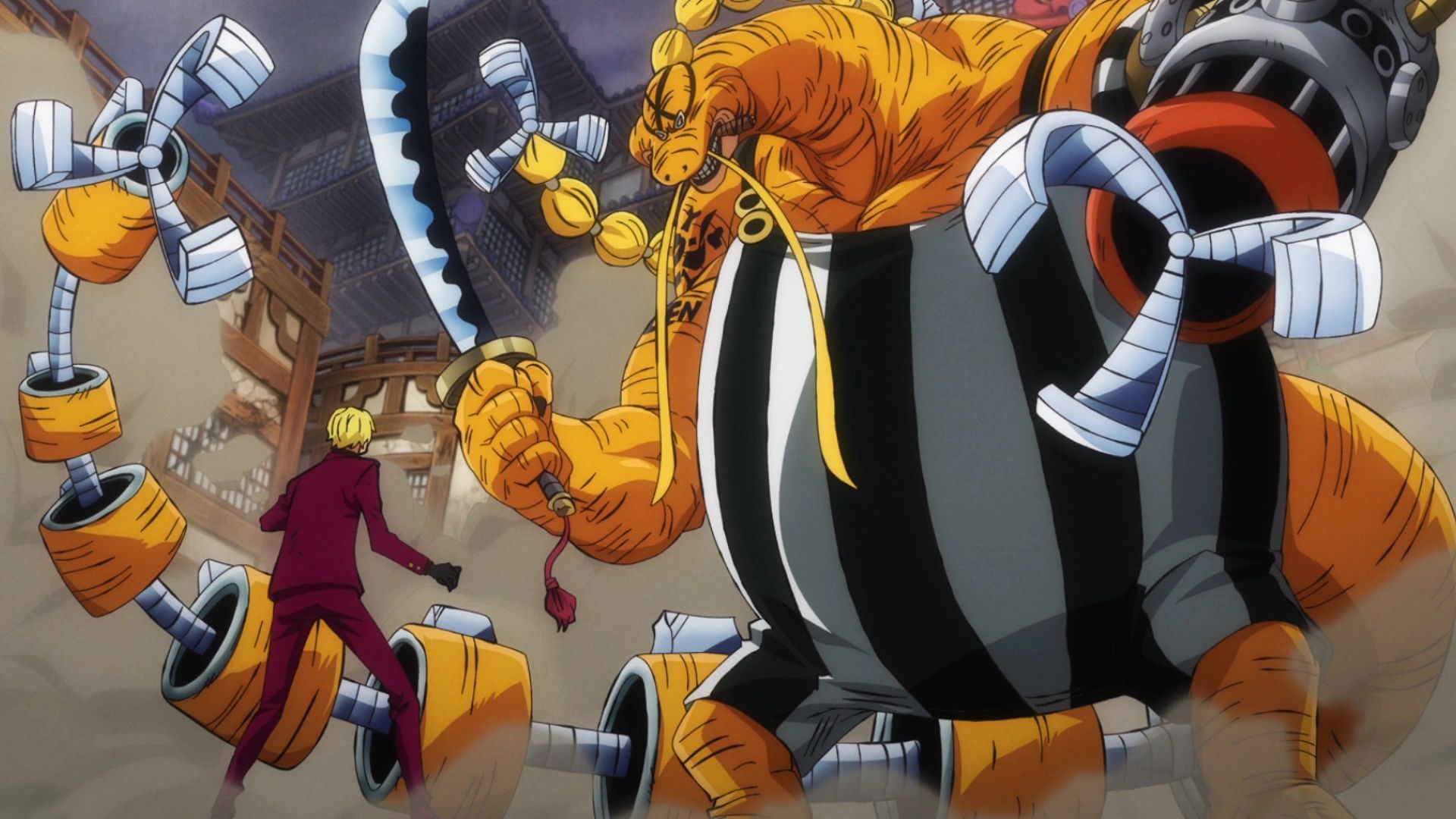 One Piece Queen fighting Sanji.