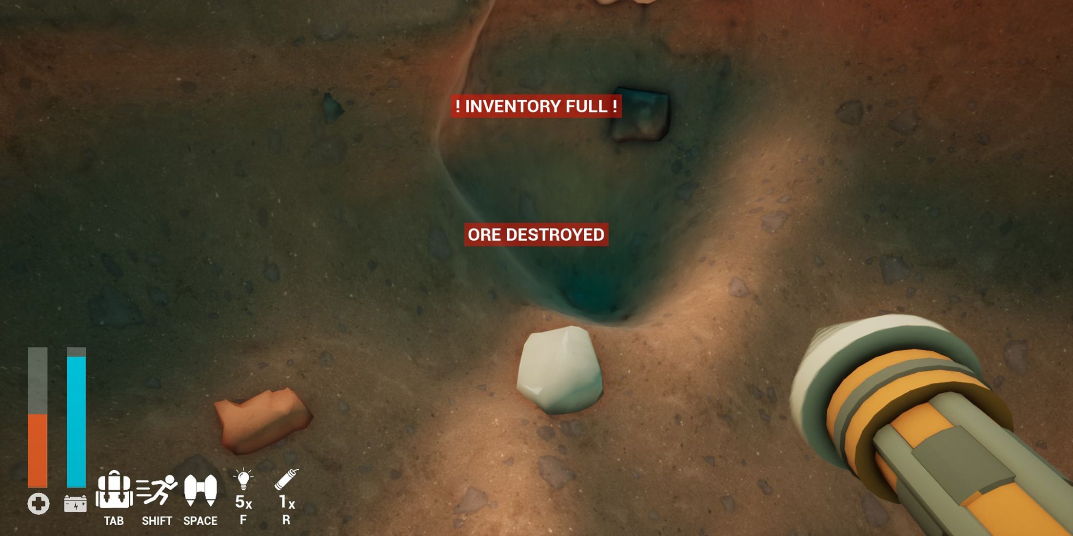 player wasting ores for the wasted achievement in a game about digging a hole