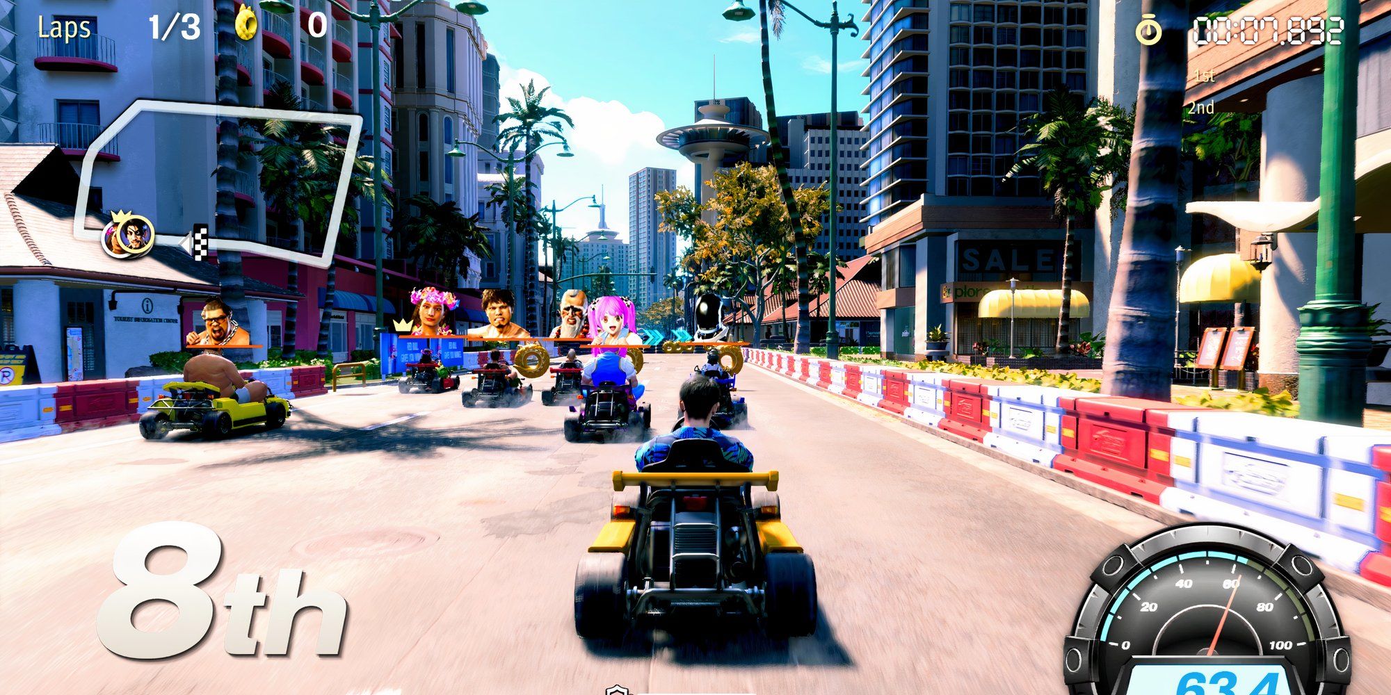 Playing the Dragon Kart mini-game in Like a Dragon Pirate Yakuza in Hawaii