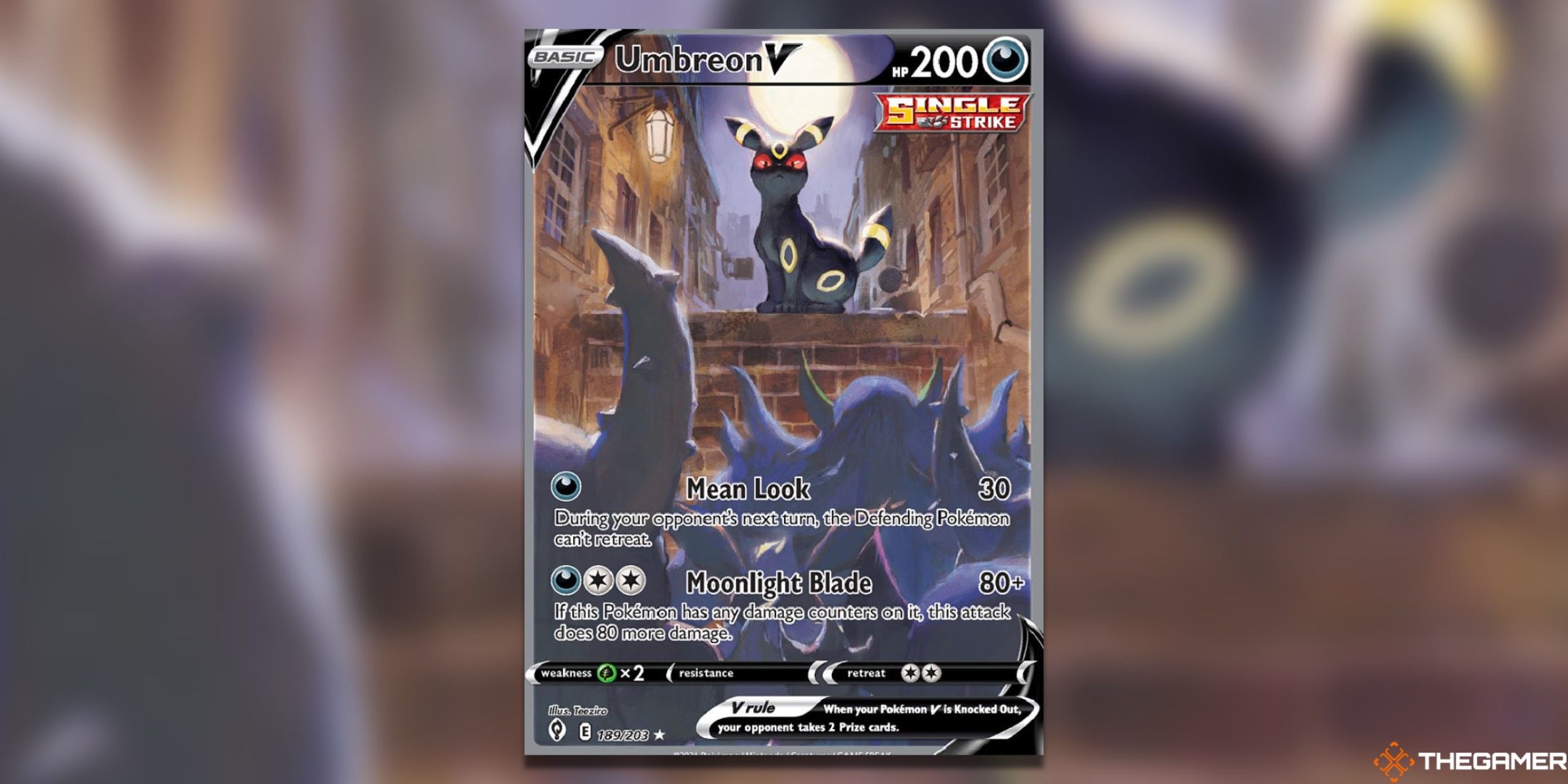 The Umbreon V Alt Art from Evolving Skies in the Pokemon TCG.