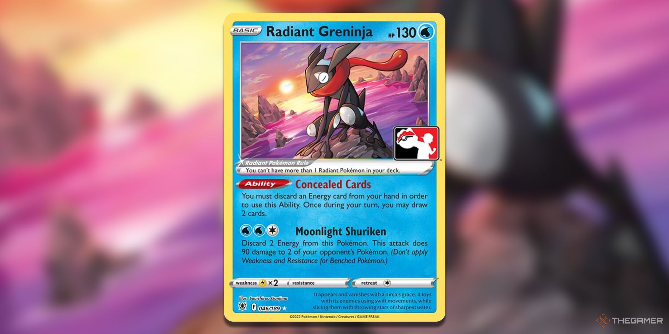 Prize Series Radiant Greninja Pokemon TCG card art.