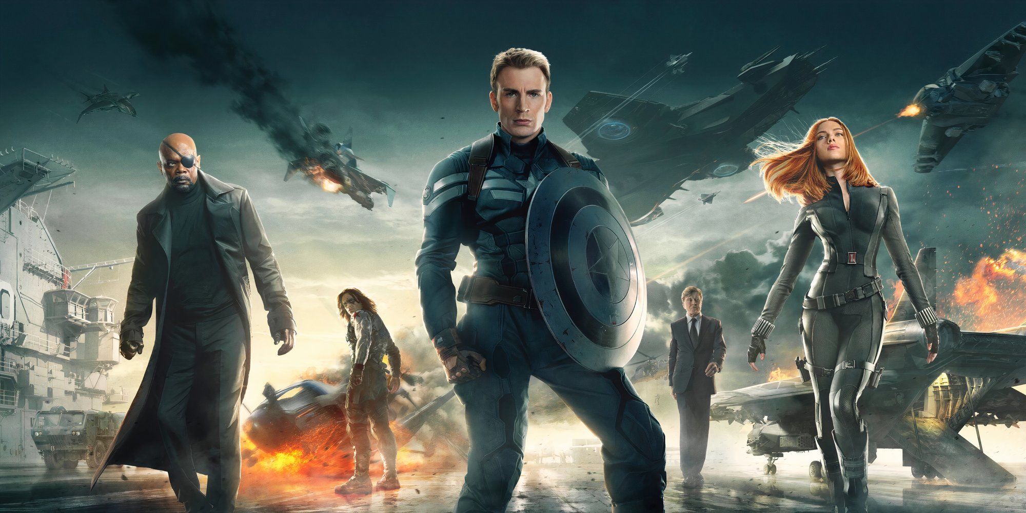 Promo art featuring characters in Captain America The Winter Soldier