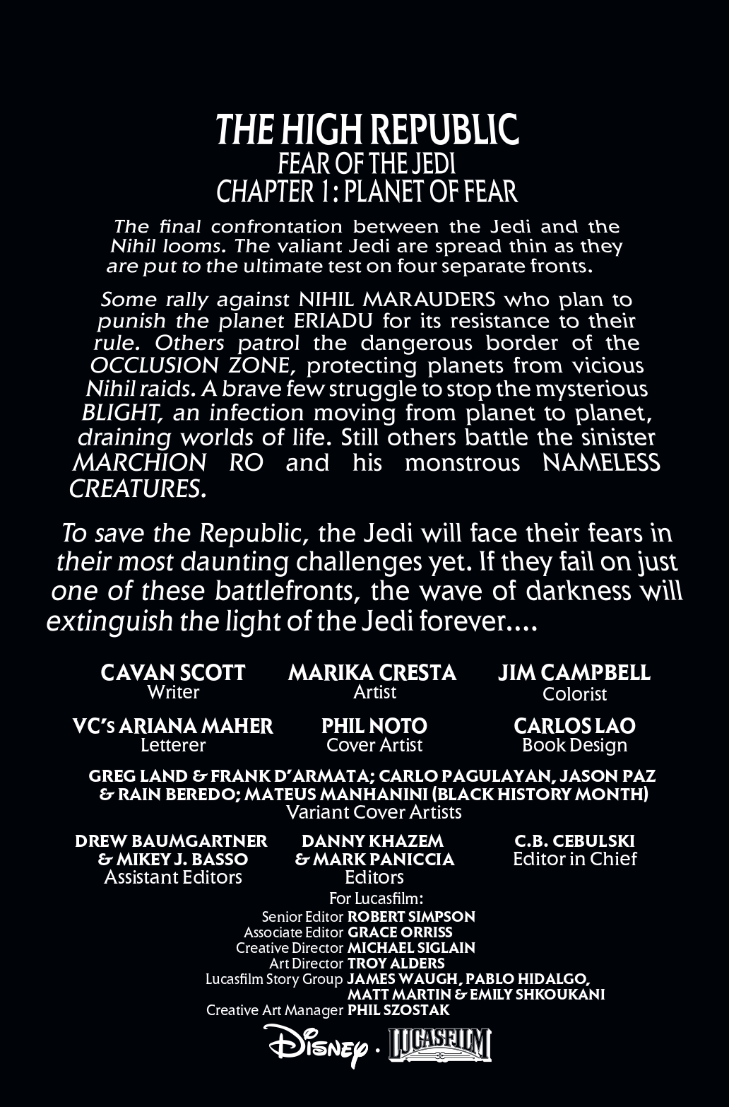 Pages from Star Wars: The High Republic - Fear of the Jedi #1.