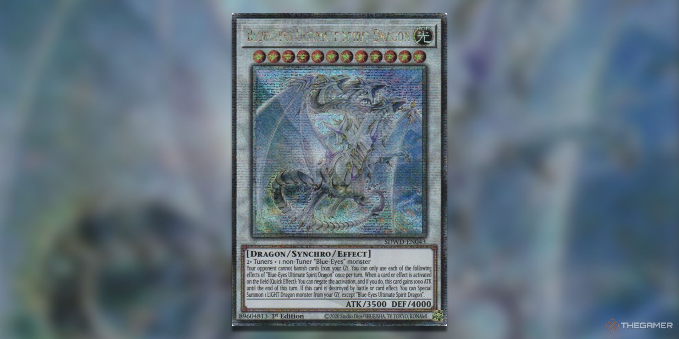 Quarter Century Secret Rare Blue Eyes Ultimate Spirit Dragon Yu-Gi-Oh! TCG Blue Eyes White Destiny Structure Deck Card Art.