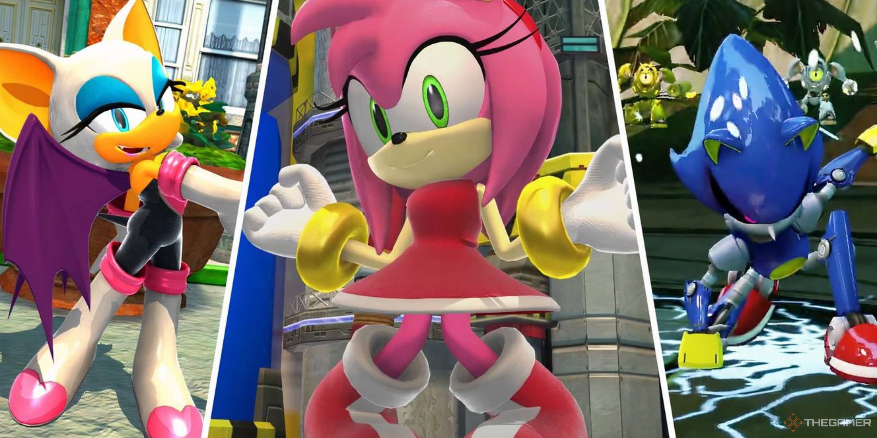 Rouge The Bat, Amy Rose, and Metal Sonic throughout various Sonic games.