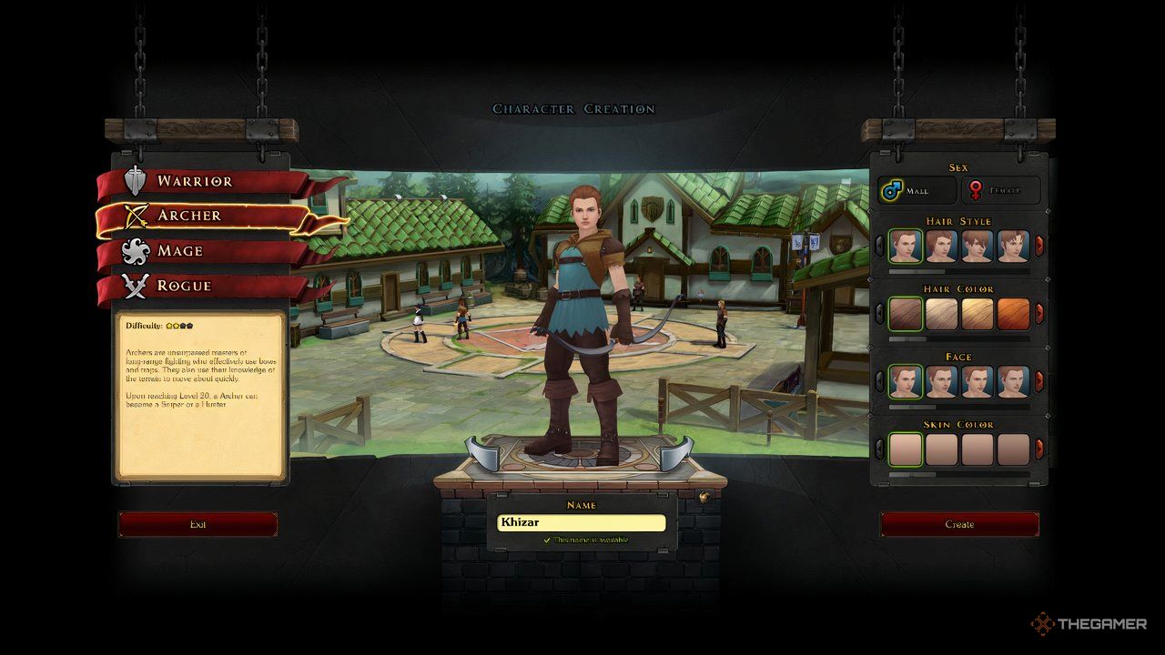 Royal Quest Online Archer class selection screen.