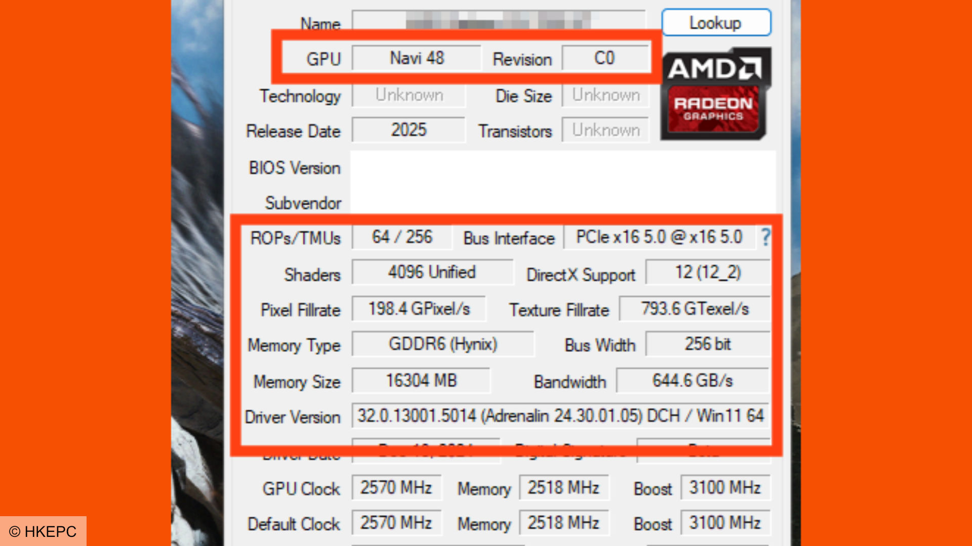 GPU-Z leak showing likely specs for the AMD Radeon RX 9070 XT