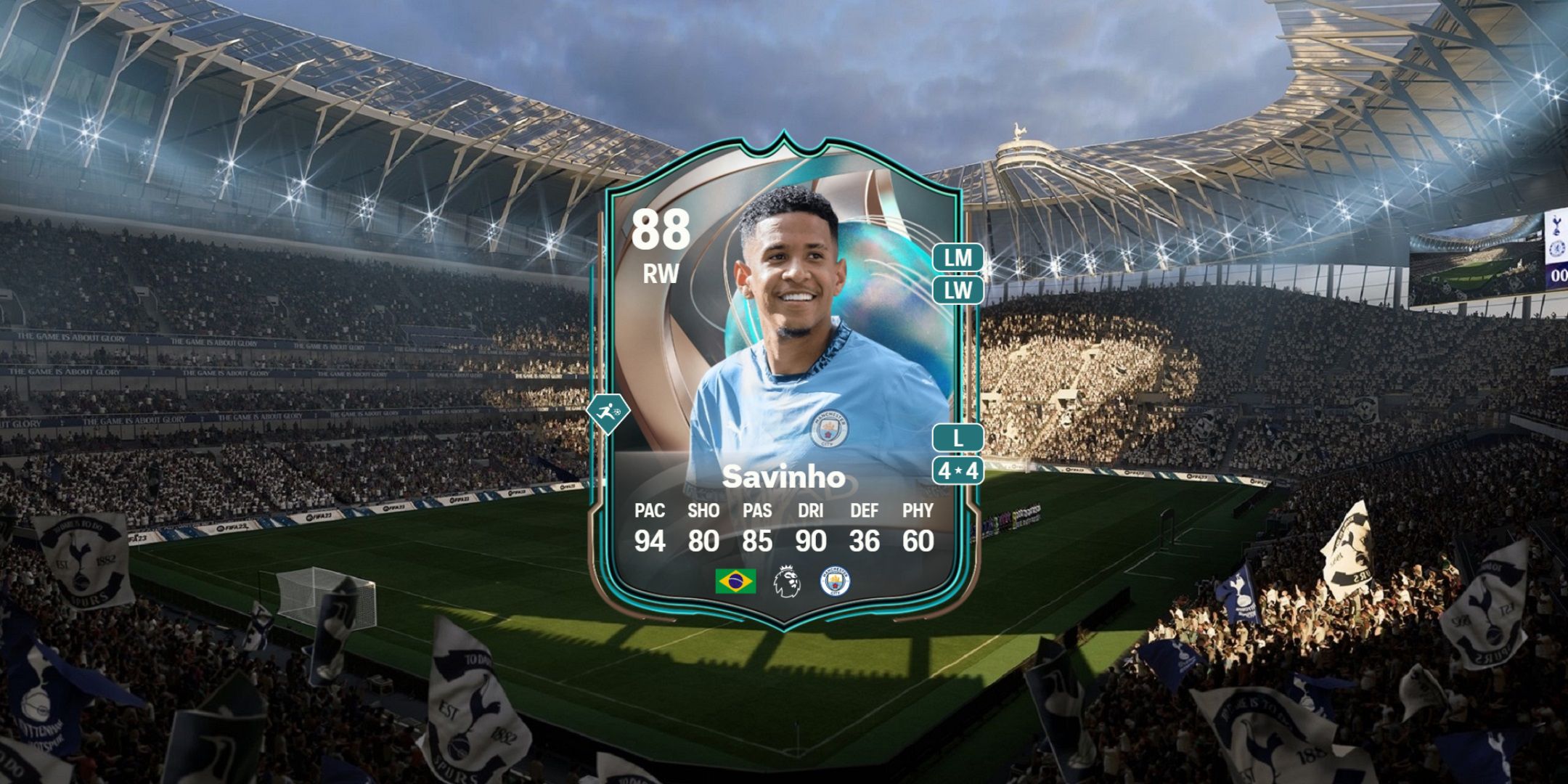 Savinho's card in EA Sports FC 25.