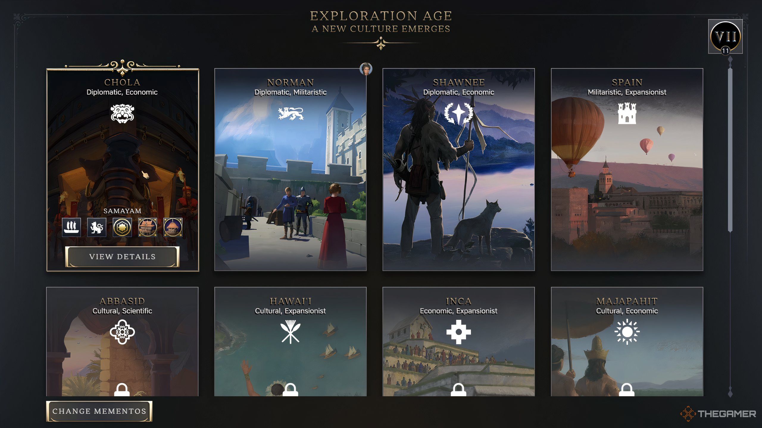 The Exploration Age Civ selection screen in Civilization 7. 