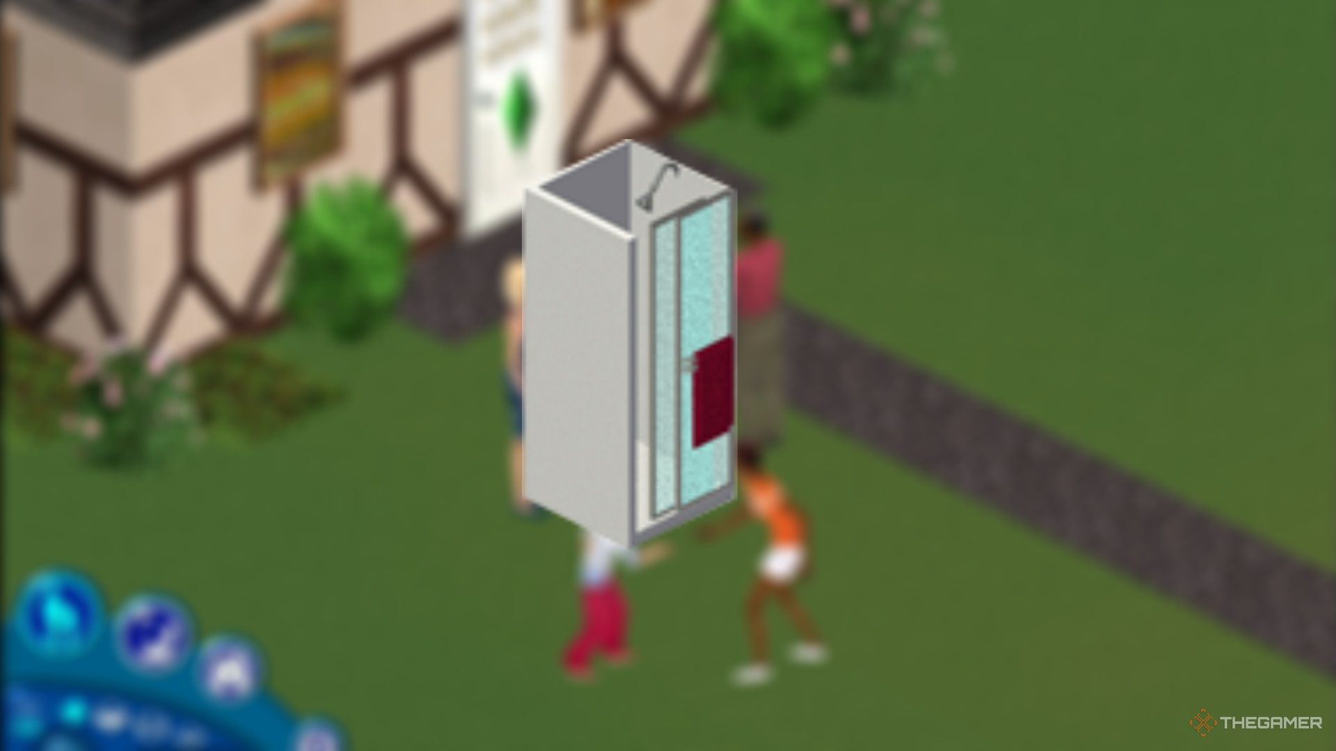 A shower in The Sims.