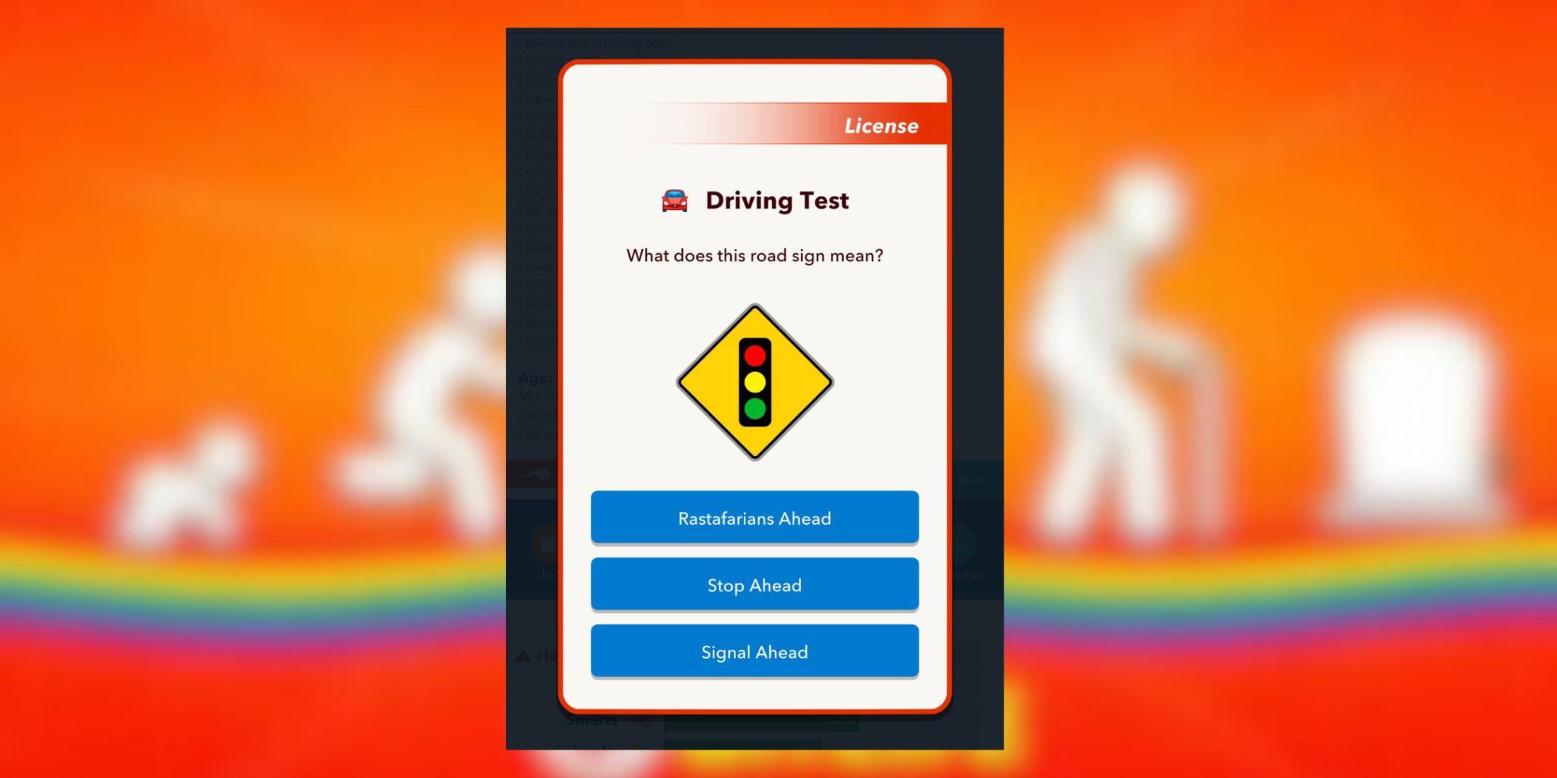 signal ahead sign driving test bitlife